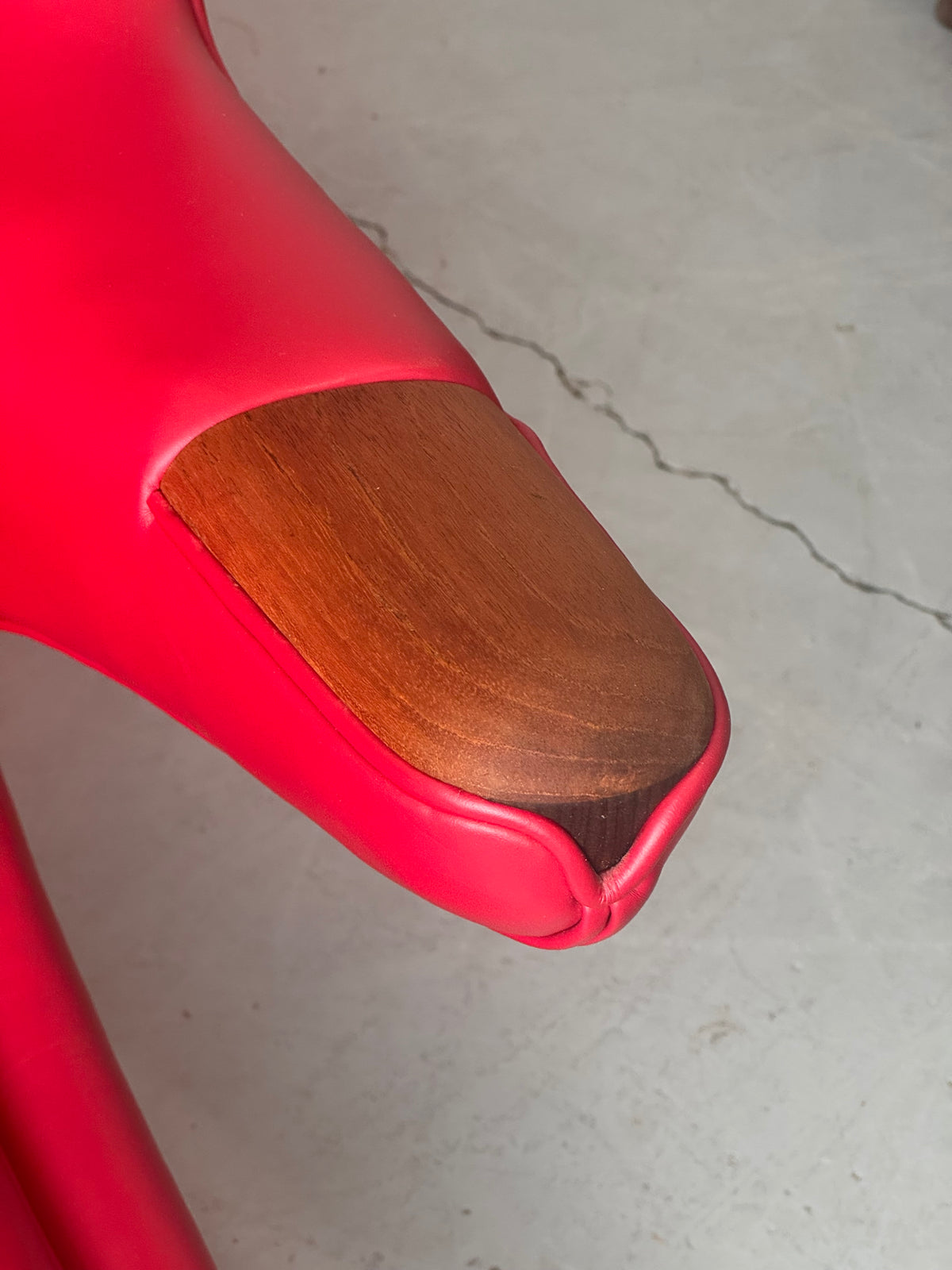 1950s AP19 Papa Bear Lounge Chair by Hans J. Wegner  for A.P. Stolen in Red Leather, Denmark.