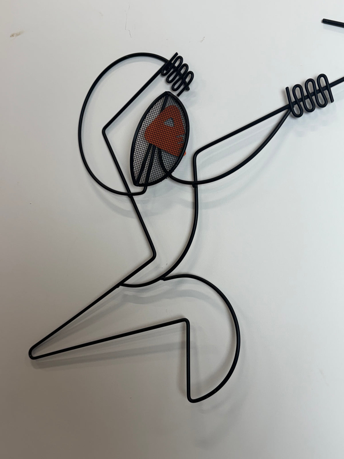 1950s Pair of Fencing Wire Wall Sculptures by Frederic Weinberg, USA.