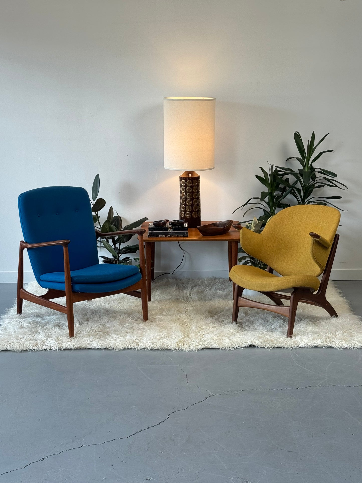 1950s BO95 Chair by Finn Juhl for Bovirke in teak and original blue wool.