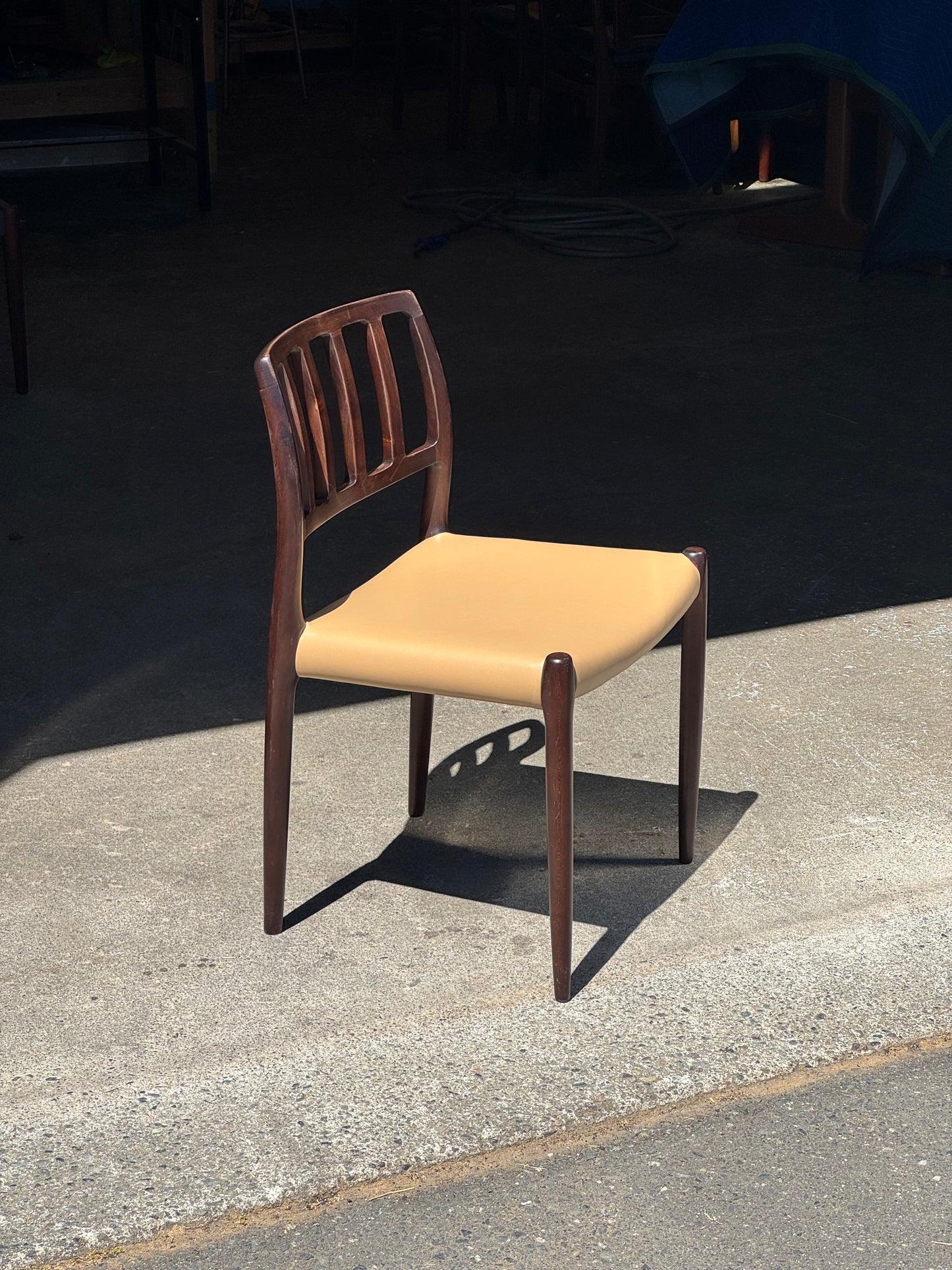 1970s Model 83 Dining Chairs by Niels Otto Møller for J.L. Møllers Møbelfabrik in solid wood and leather