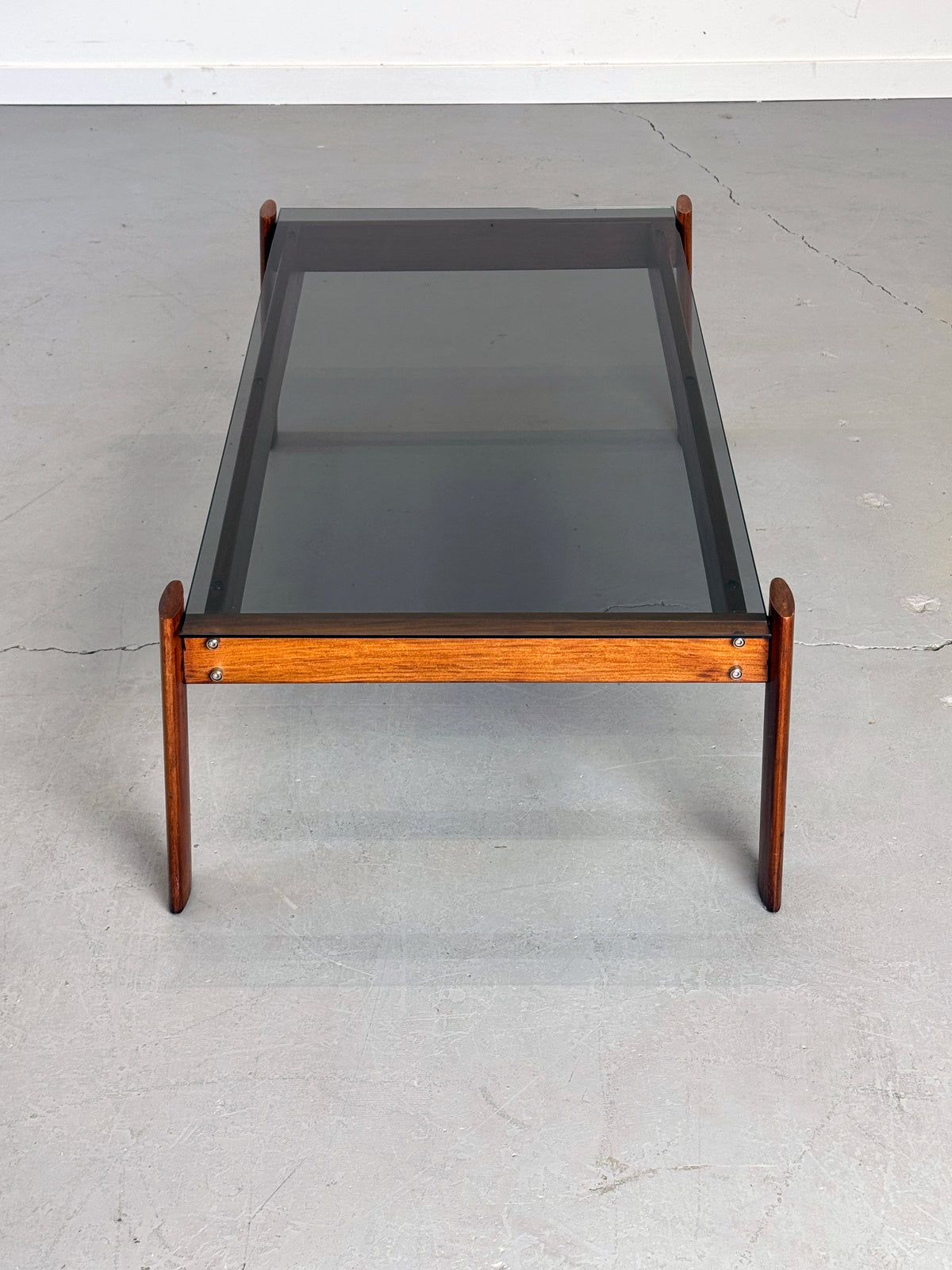 1970s MP-129 Coffee Table by Percival Lafer in Jatobá and Smoked Glass.