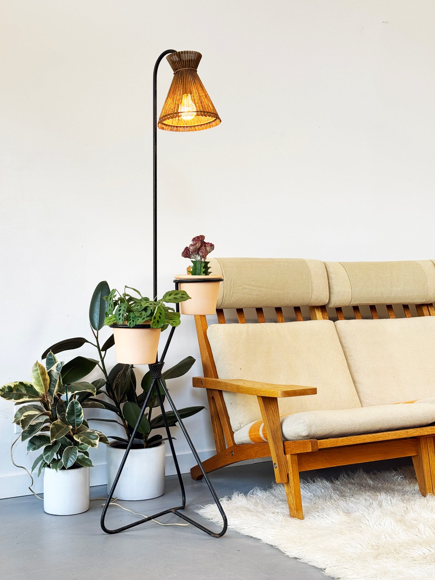 1950s Mathieu Matégot Floor Lamp and Planter, France.