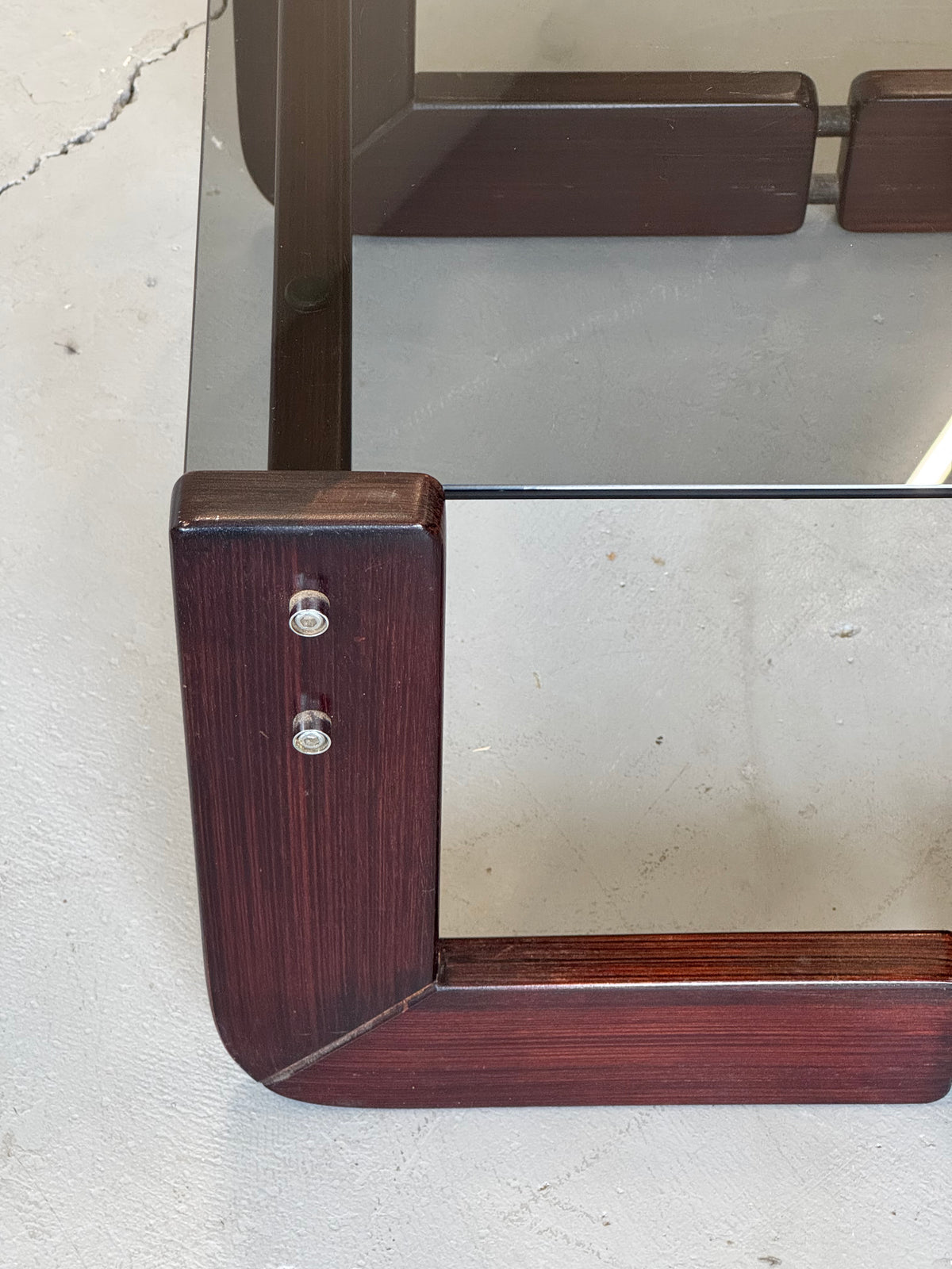 1970s Percival Lafer MP-97 Side Table in Jatobá and Smoked Glass, Brazil.