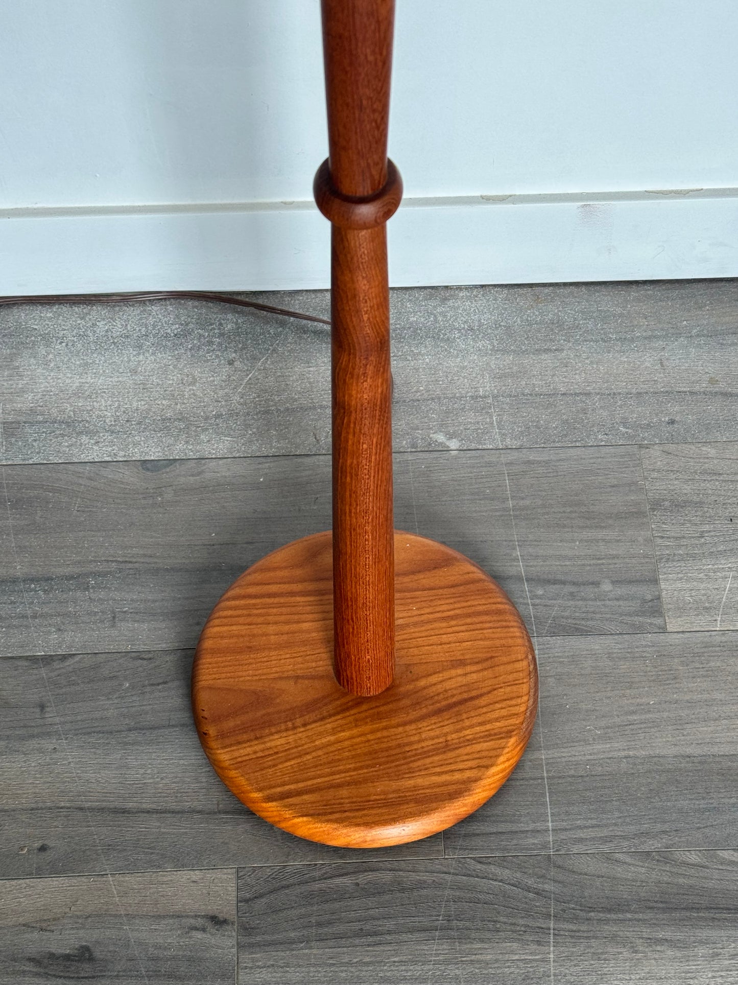 1960s Danish Modern Teak Floor Lamp with Drum Shade
