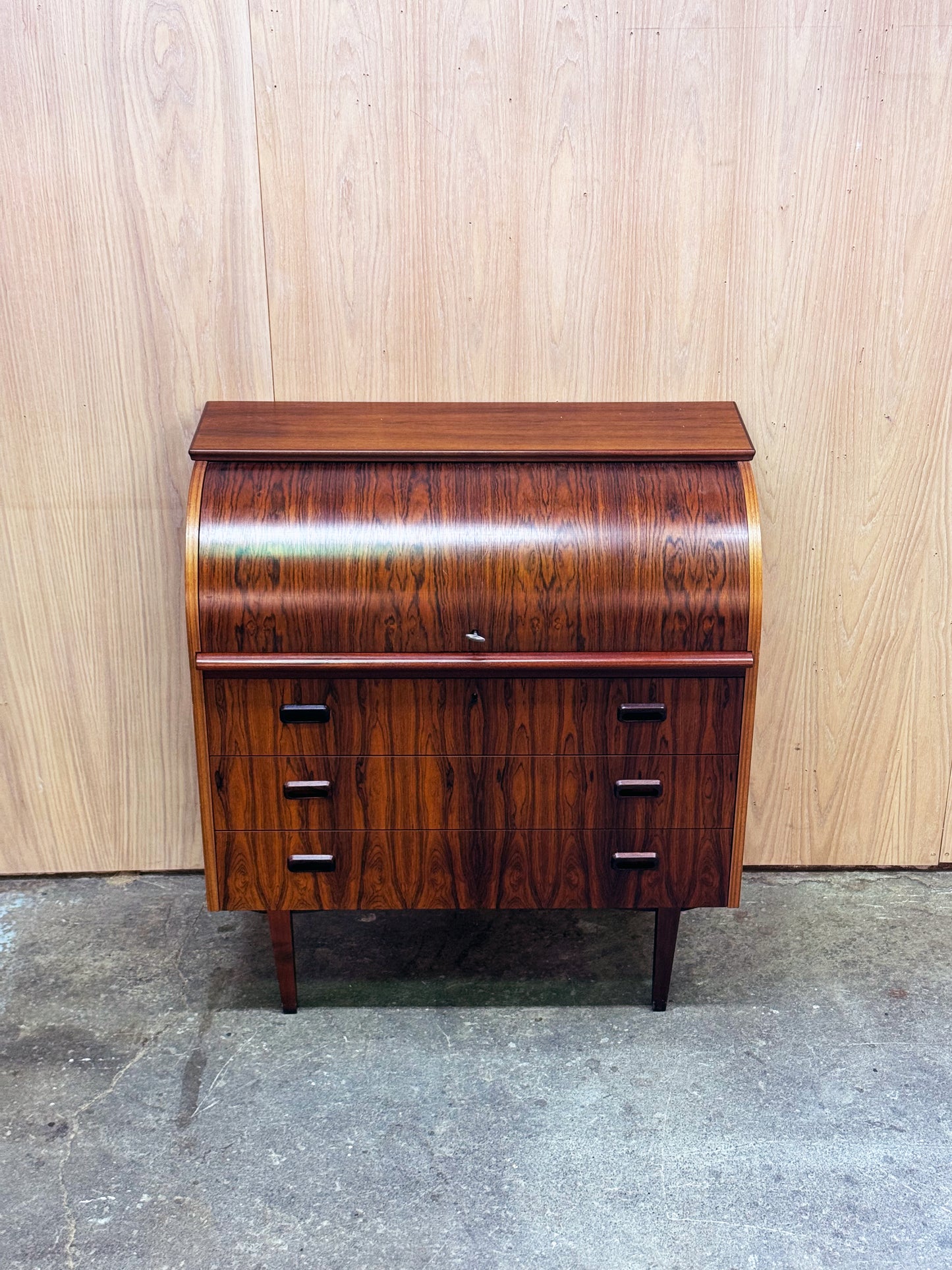 1960s Roll Top Secretary Desk by Egon Ostergaard for Markaryds Mobelindustri in rosewood