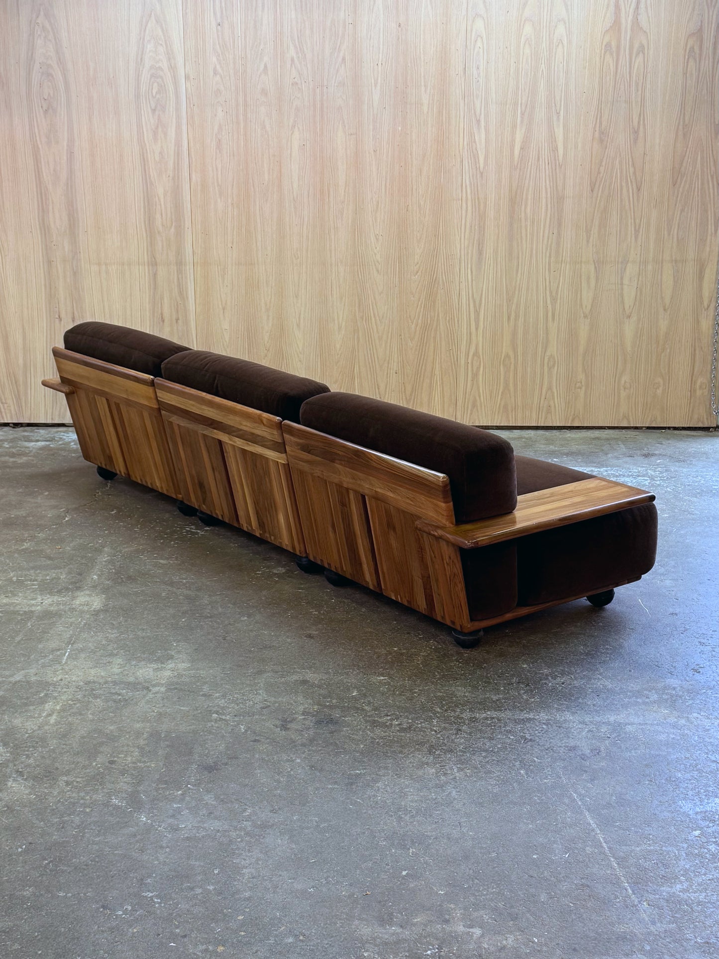 1970s Pianura Sofa 3Seater by Mario Bellini for Cassina in Italian walnut
