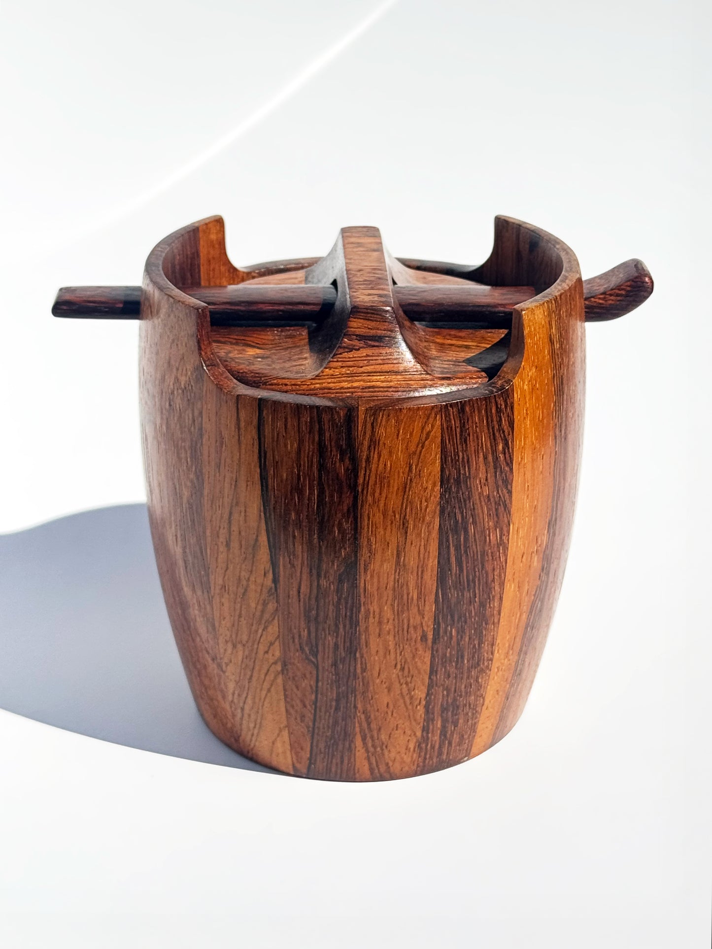 1960s Tobacco Jar by Jean Gillon for Italma Wood Art in solid rosewood