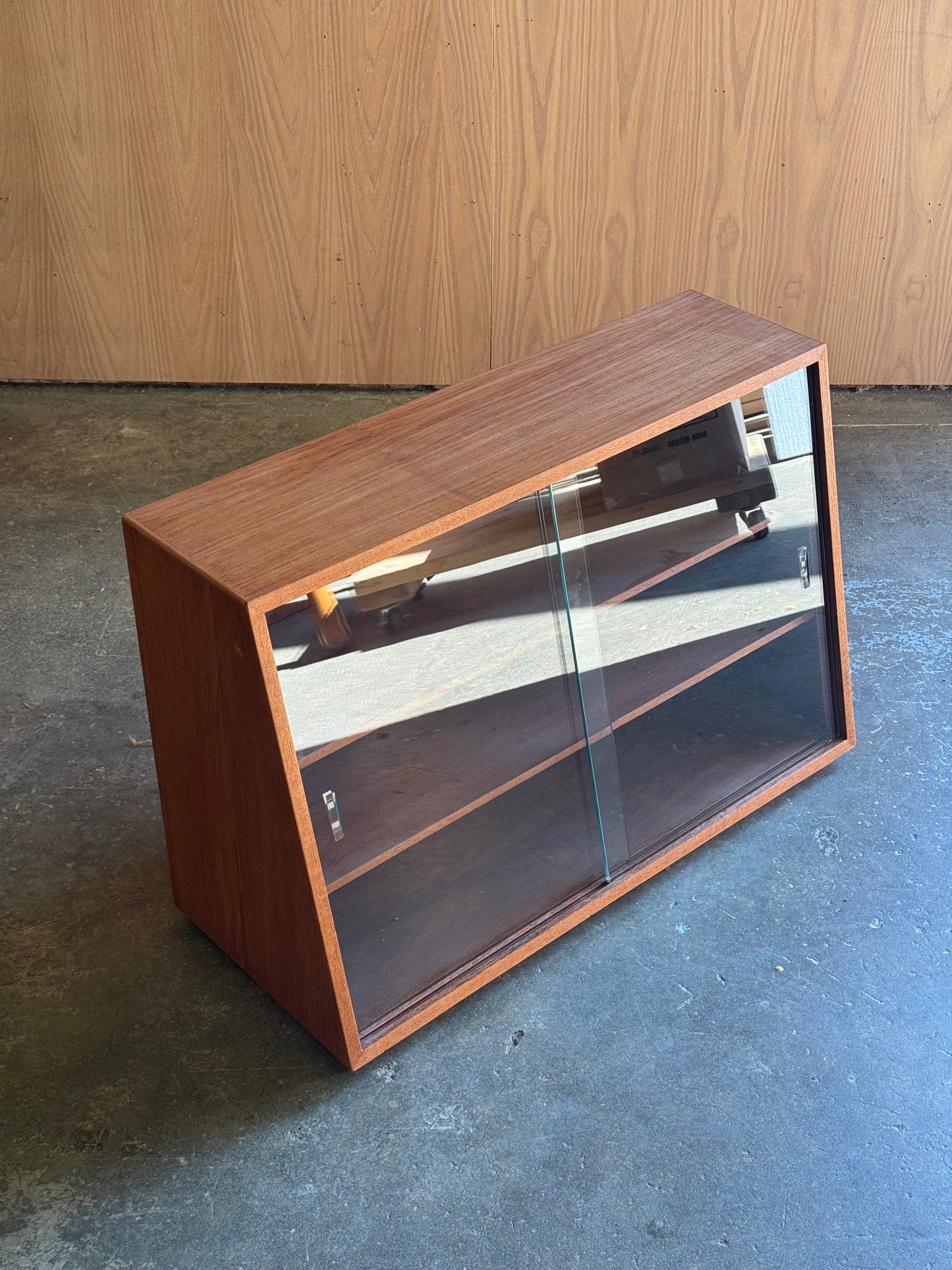 1960s Danish Modern Slanted Display Cabinet in teak