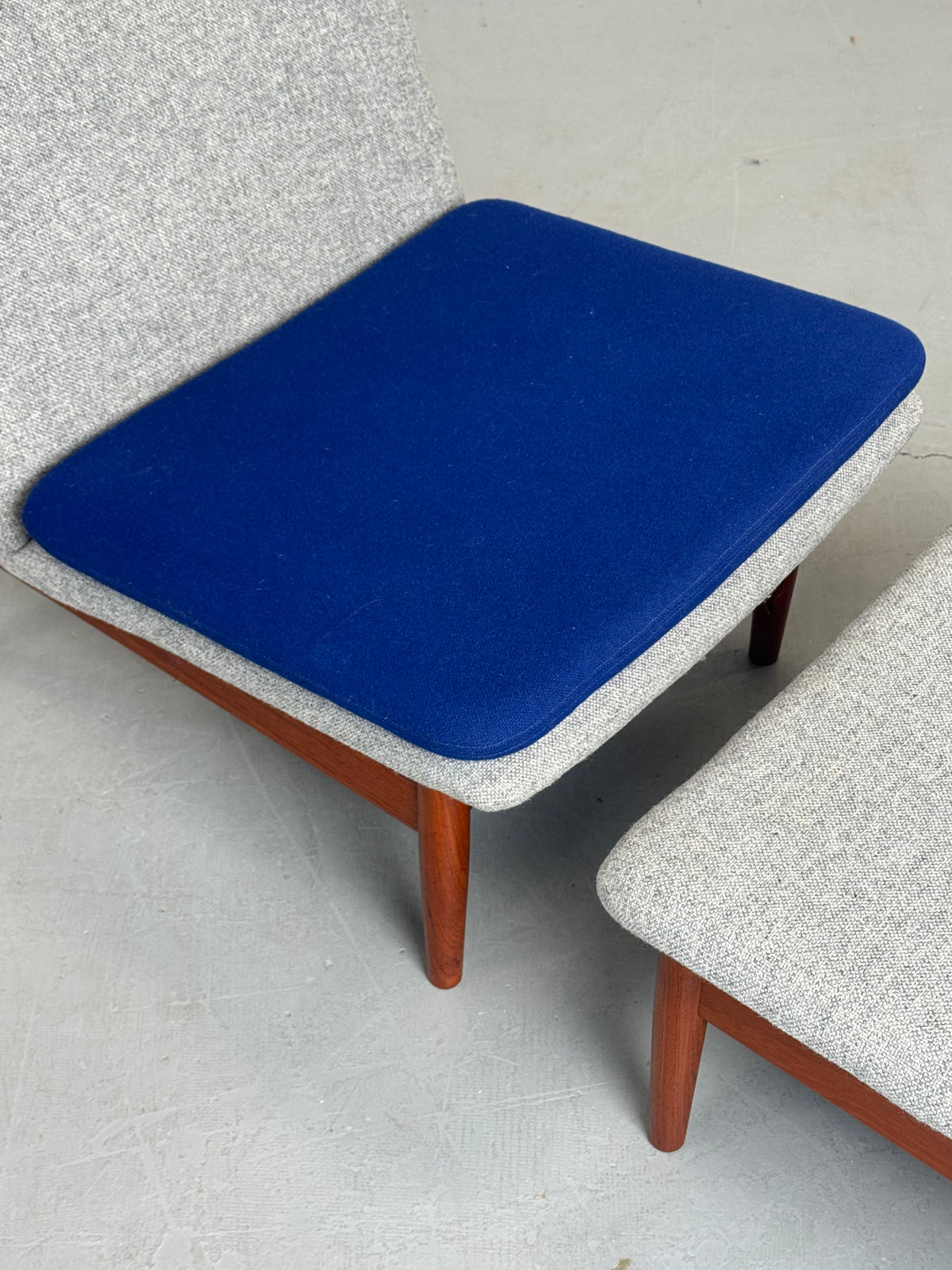 1950s Finn Juhl Japan Lounge Chair and Ottoman for France & Son in Teak and Kvadrat Hallingdal.