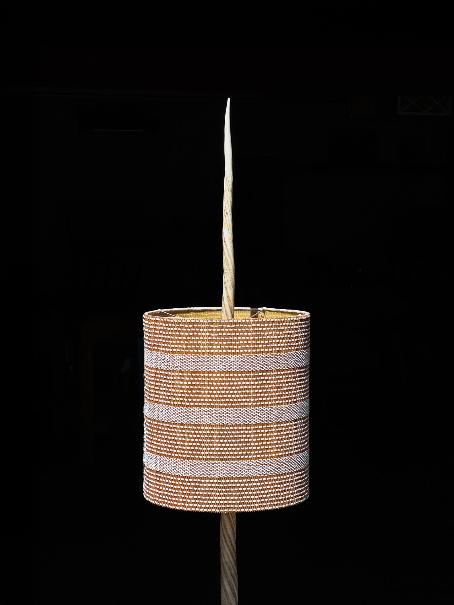 1960s Narwhal Tusk Floor Lamp in teak and copper