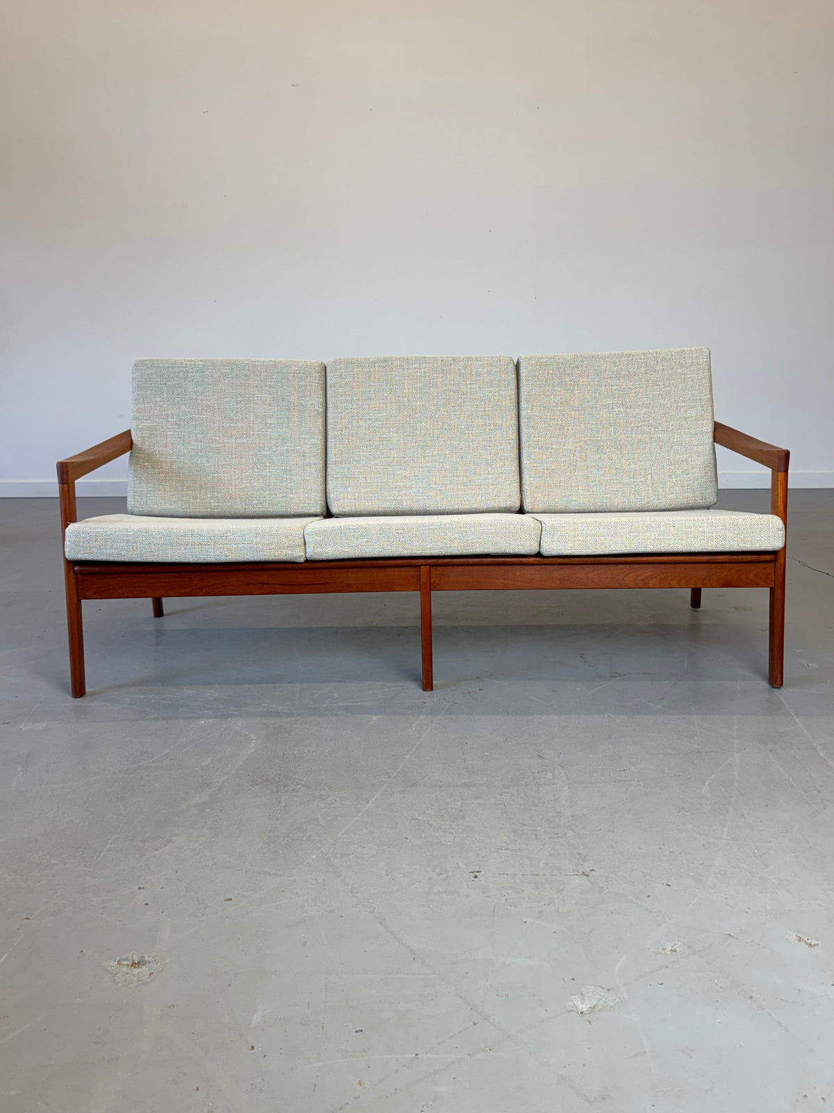 1960s Canadian Solid Teak Open Arm Sofa