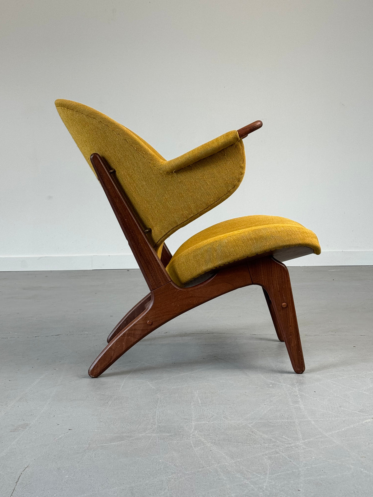 1950s Model 33 Easy Chair by Carl Edward Matthes in teak and original mustard yellow wool.