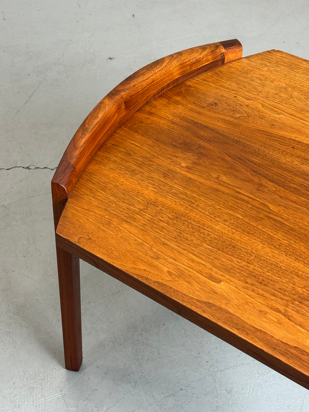 1960s Jens Risom Side Table with sculpted teak frame.