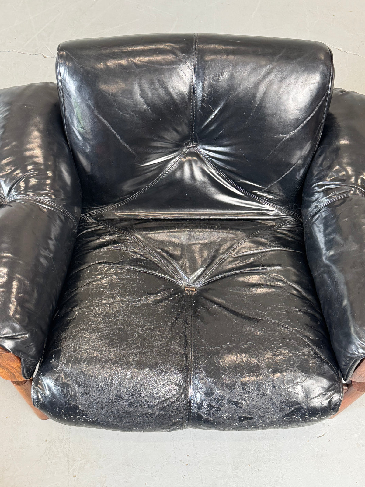 1960s MP-13 Lounge Chair by Percival Lafer in Original Black Leather and Brazilian Rosewood.