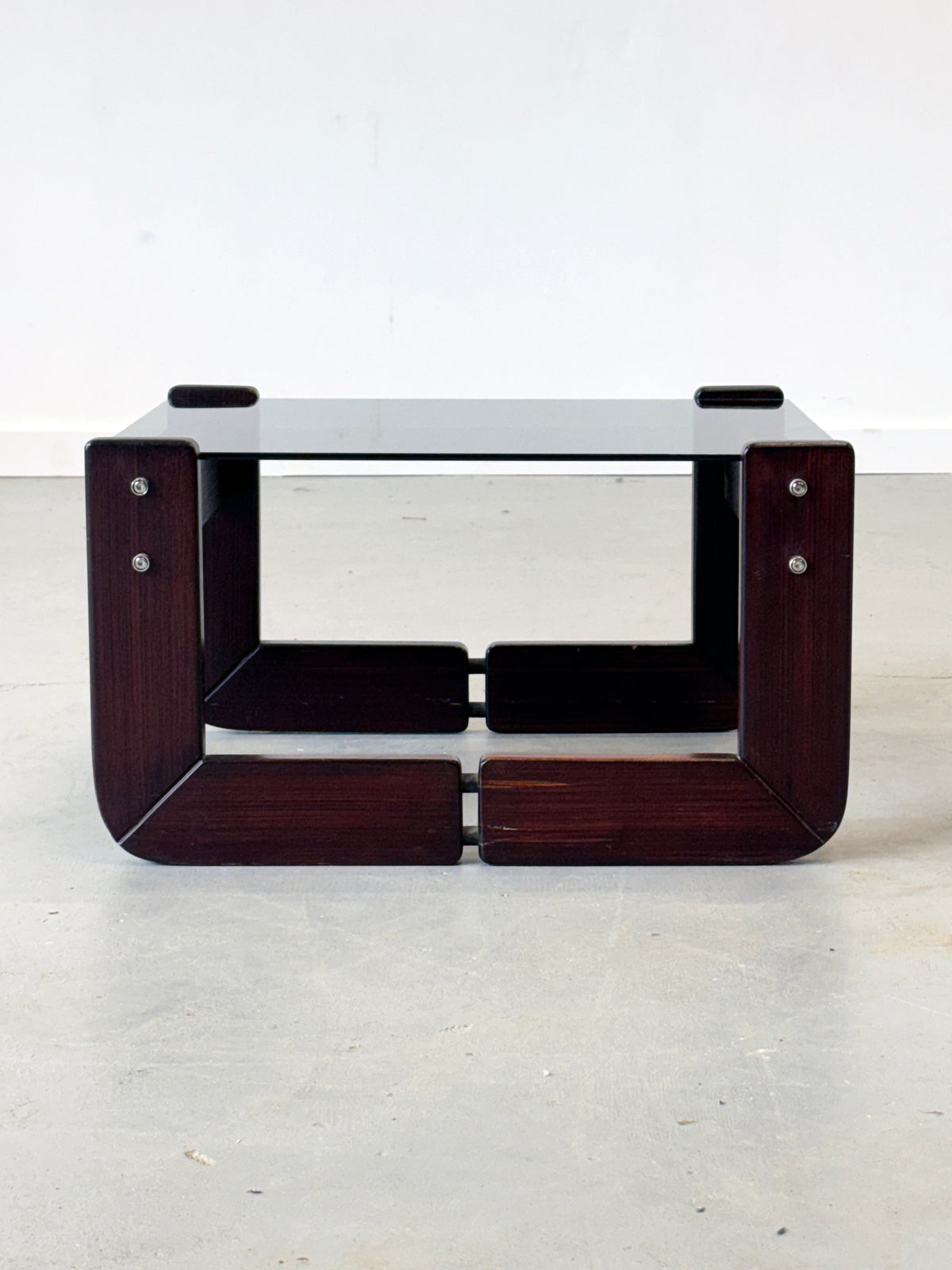 1970s Percival Lafer MP-97 Side Table in Jatobá and Smoked Glass, Brazil.