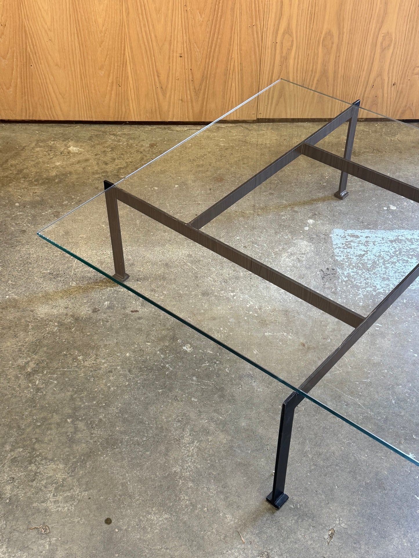 Contemporary PK61 Coffee Table After Poul Kjærholm in glass and steel
