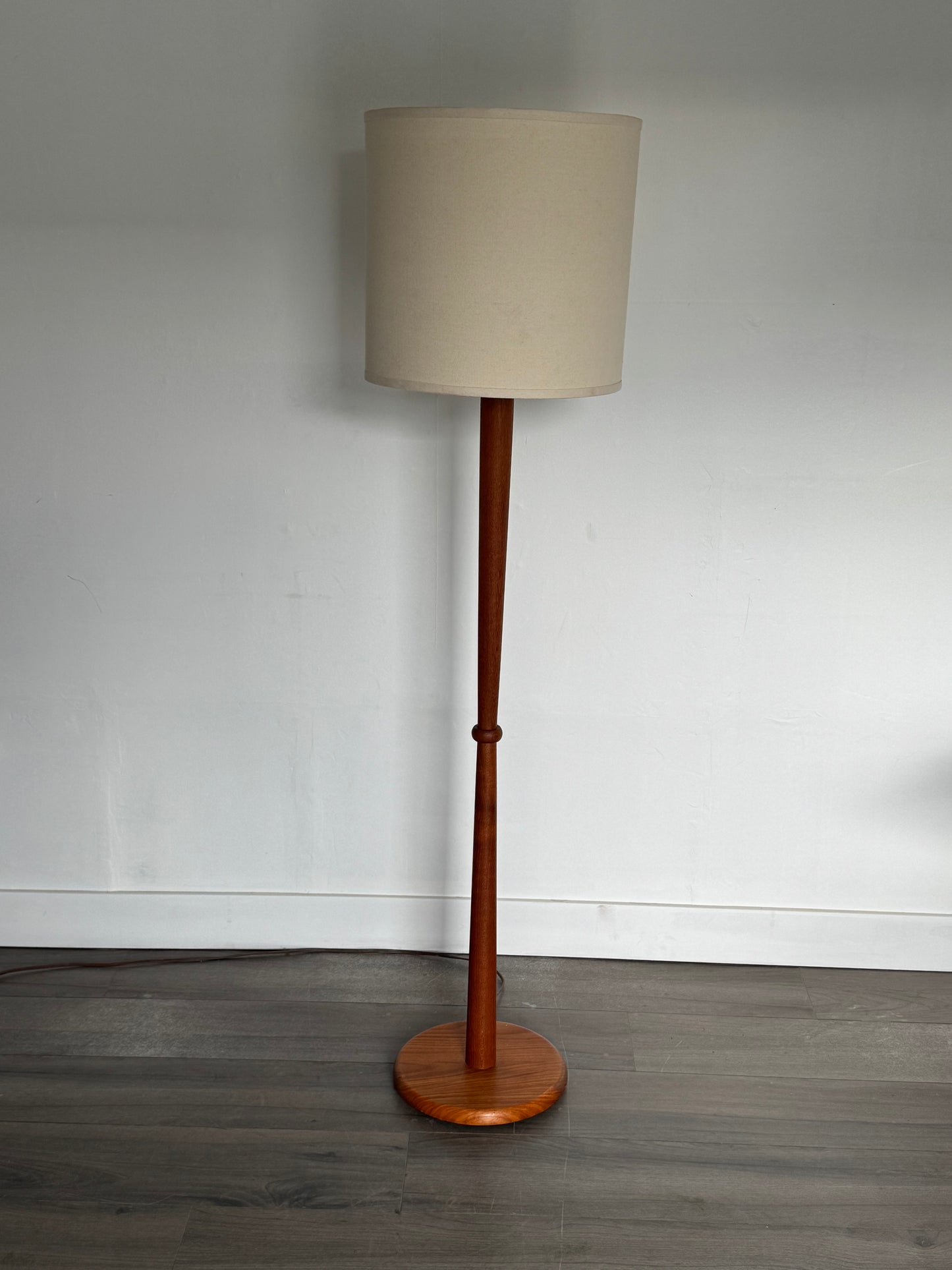 1960s Danish Modern Teak Floor Lamp with Drum Shade
