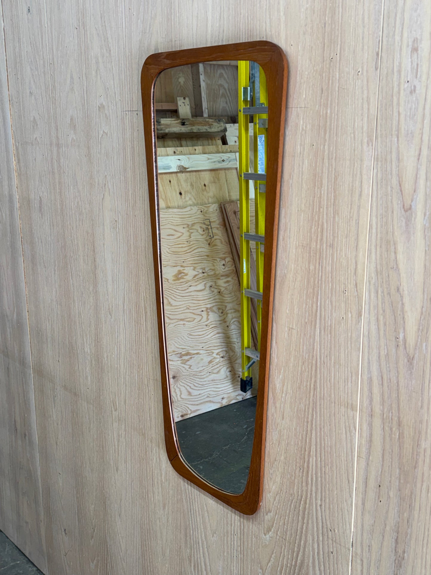 1960s Sculptural Danish Modern Wall Mirror in teak