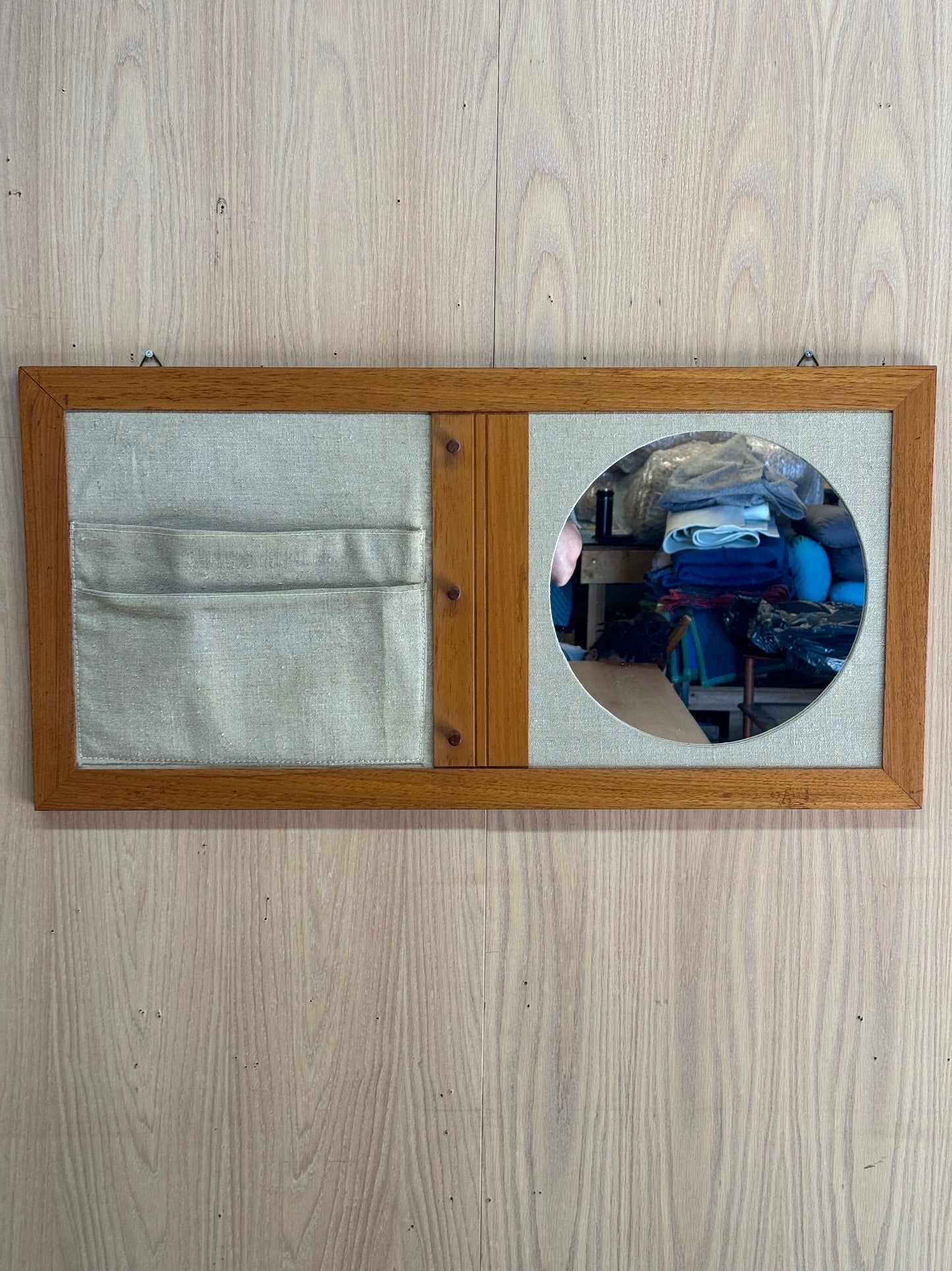 1960s Danish Modern Wall Organizer with Mirror in teak