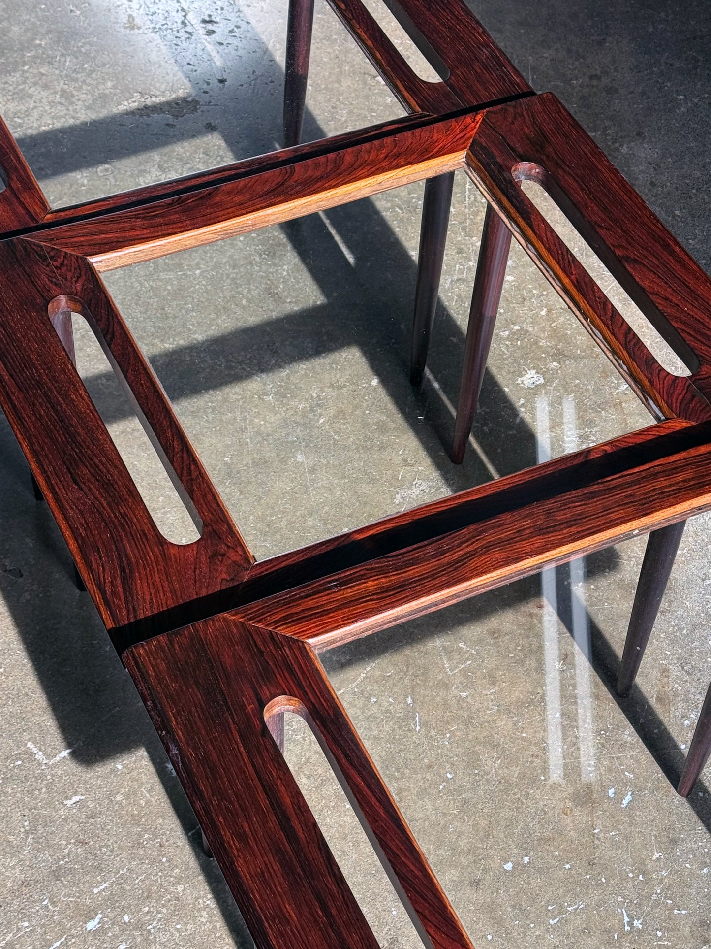 1950s Brazilian rosewood coffee/side table set by Artenova
