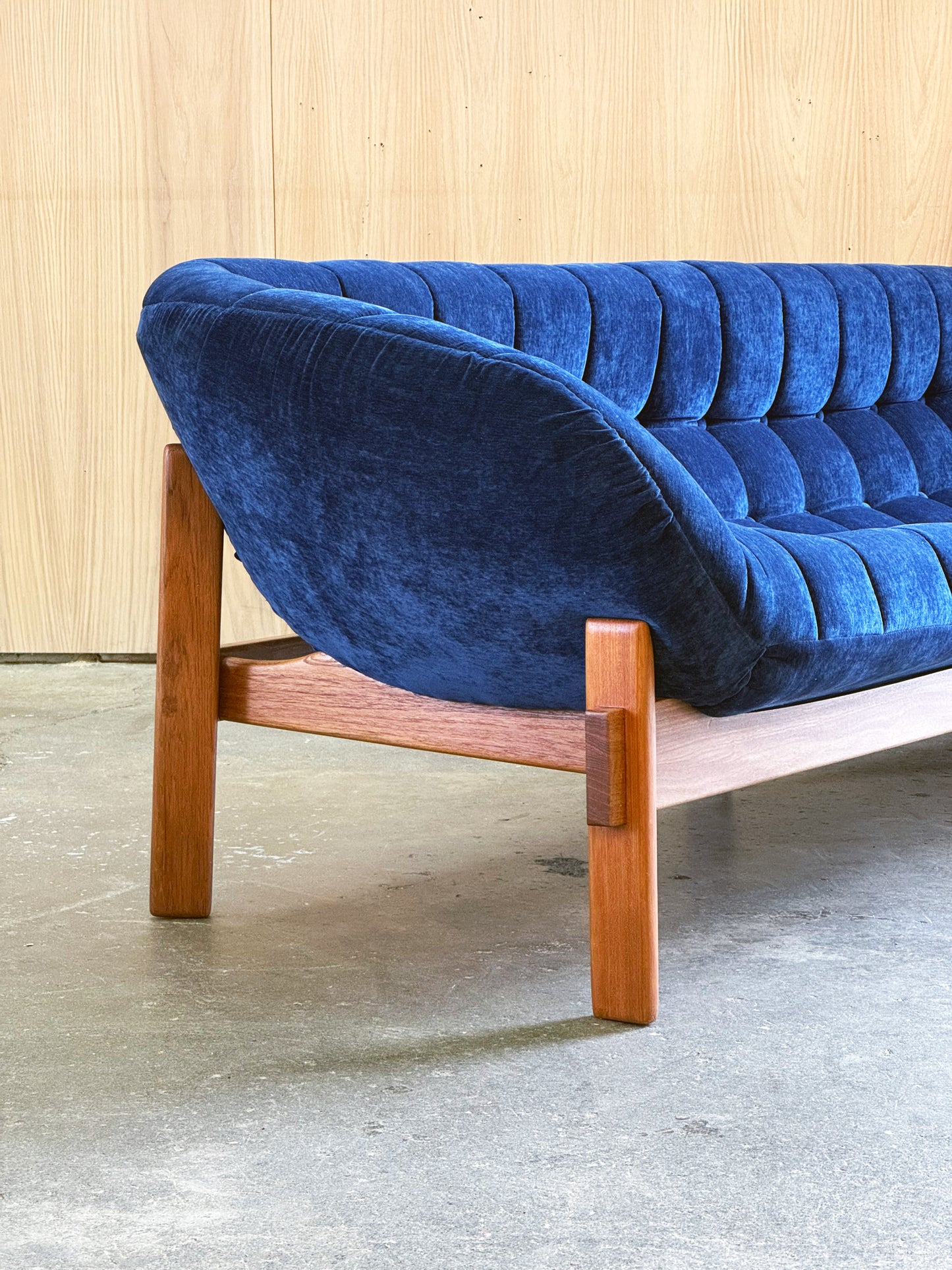 1960s Pod Sofa by R Huber in teak and blue upholstery