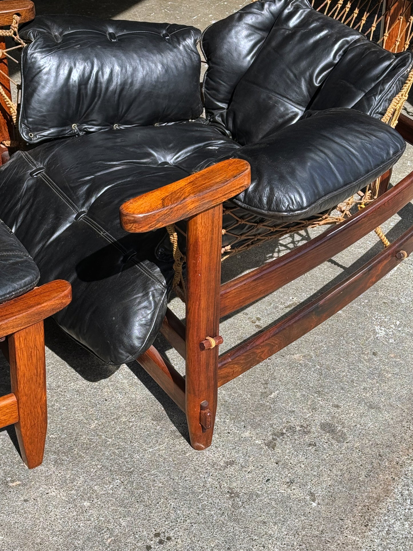 1960s Jangada Lounge Chair and Ottoman by Jean Gillon in rosewood and black leather