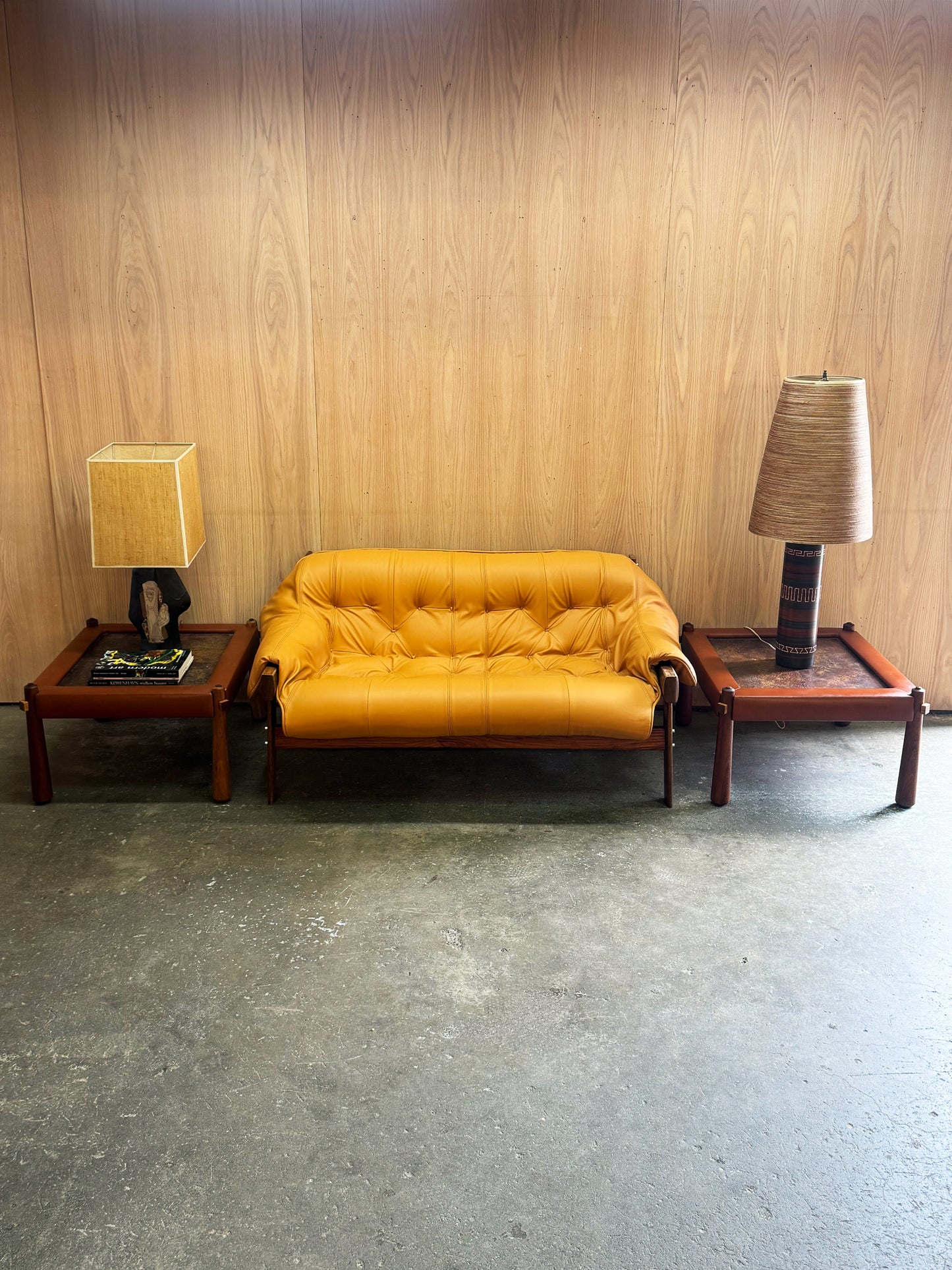1970s MP81 Side Tables Pair by Percival Lafer in jatoba, formica, and leather
