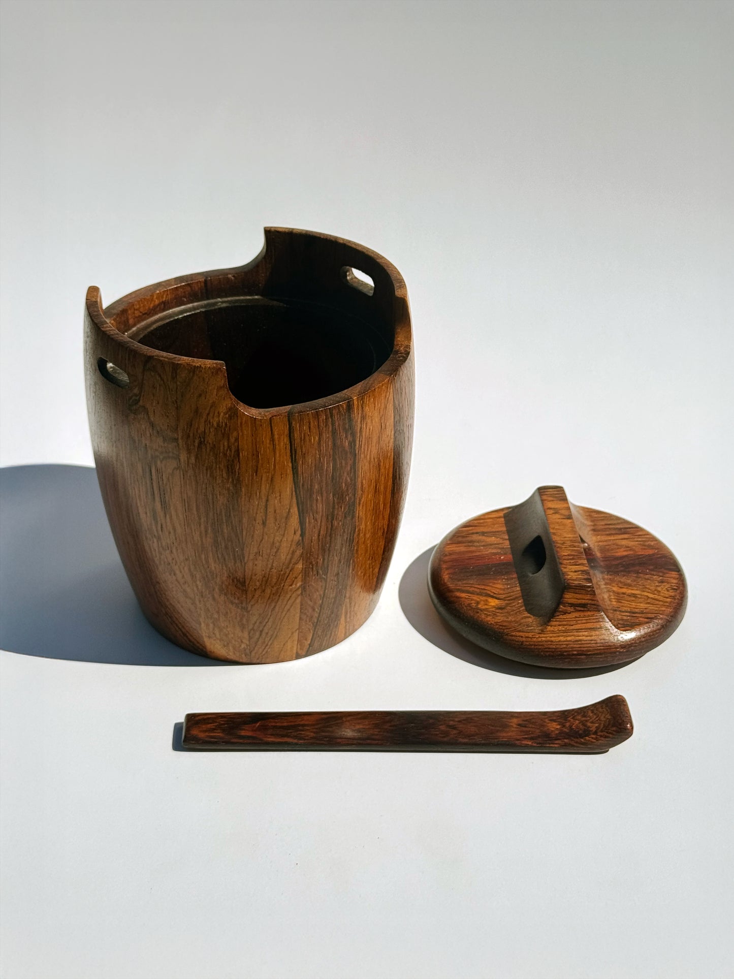 1960s Tobacco Jar by Jean Gillon for Italma Wood Art in solid rosewood