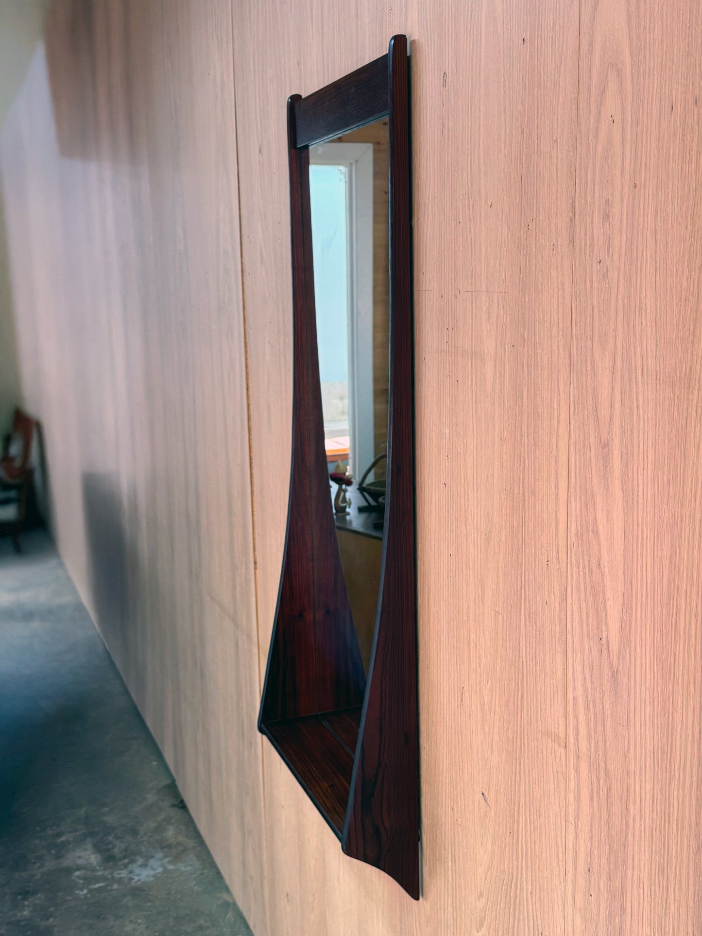 1960s Wall Mirror with Shelf by Aage Pedersen and Leif Hansen for Viby J in rosewood