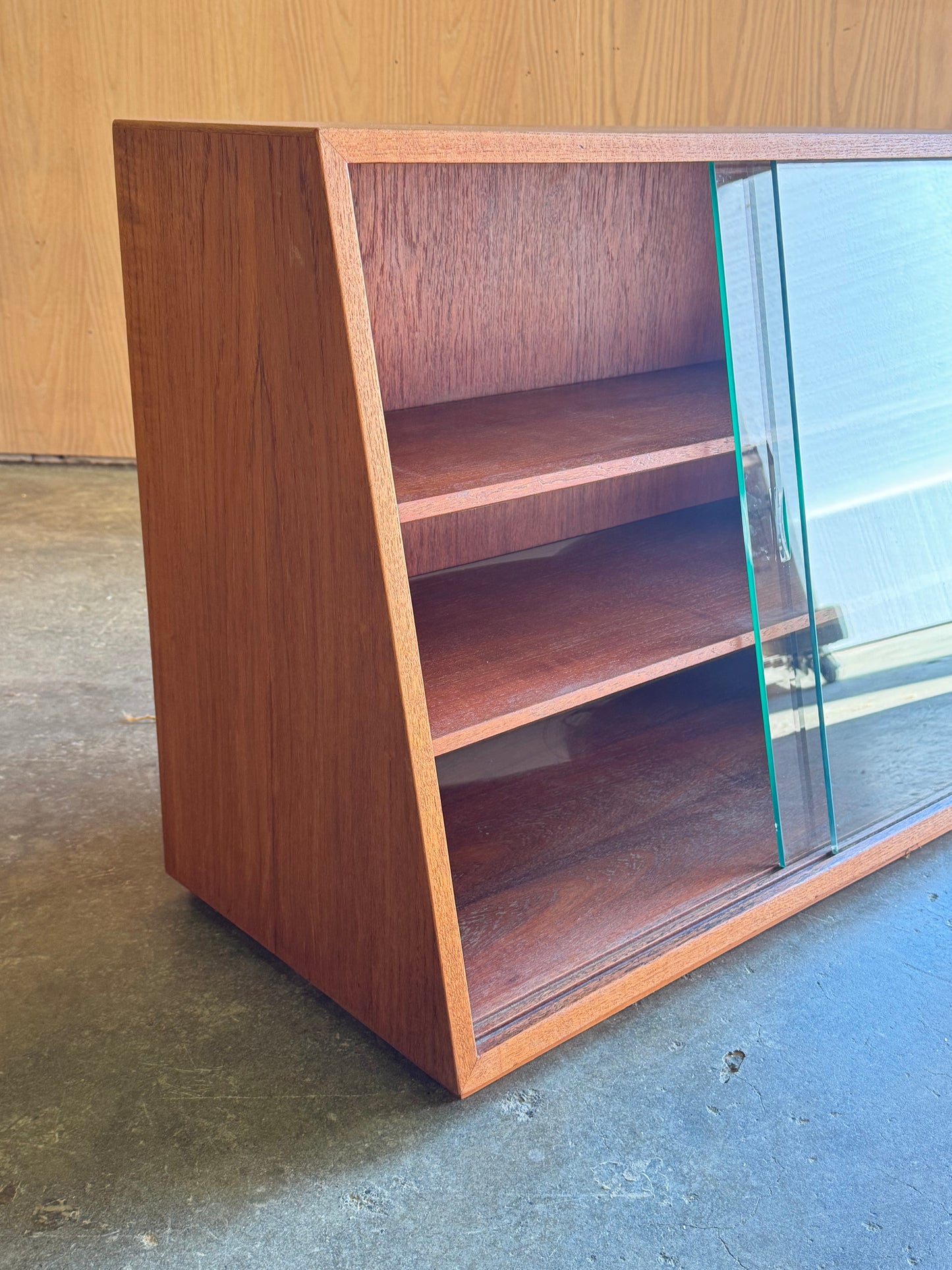 1960s Danish Modern Slanted Display Cabinet in teak