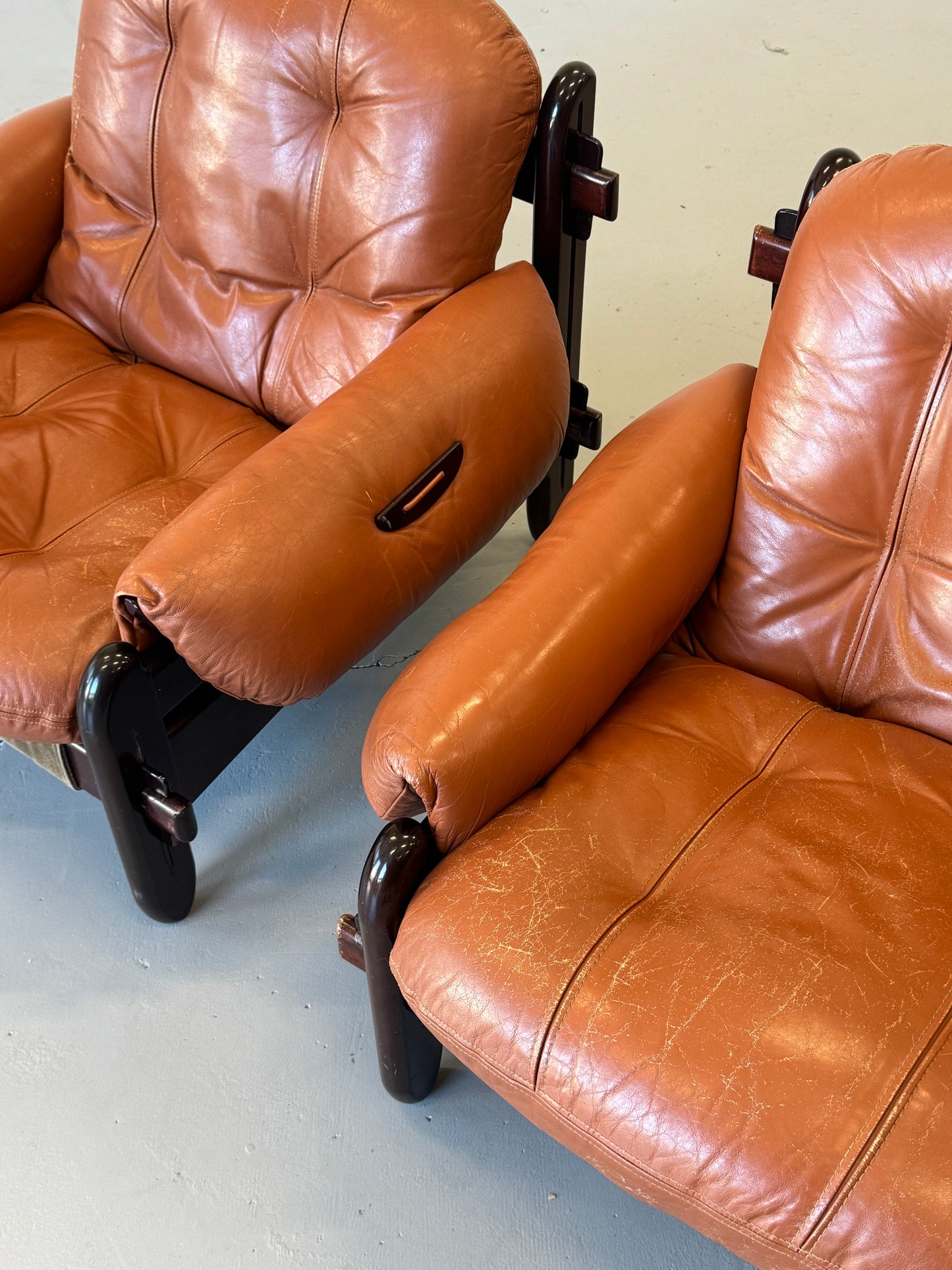 1970s Lounge Chairs by Jean Gillon for Probel, completely original.