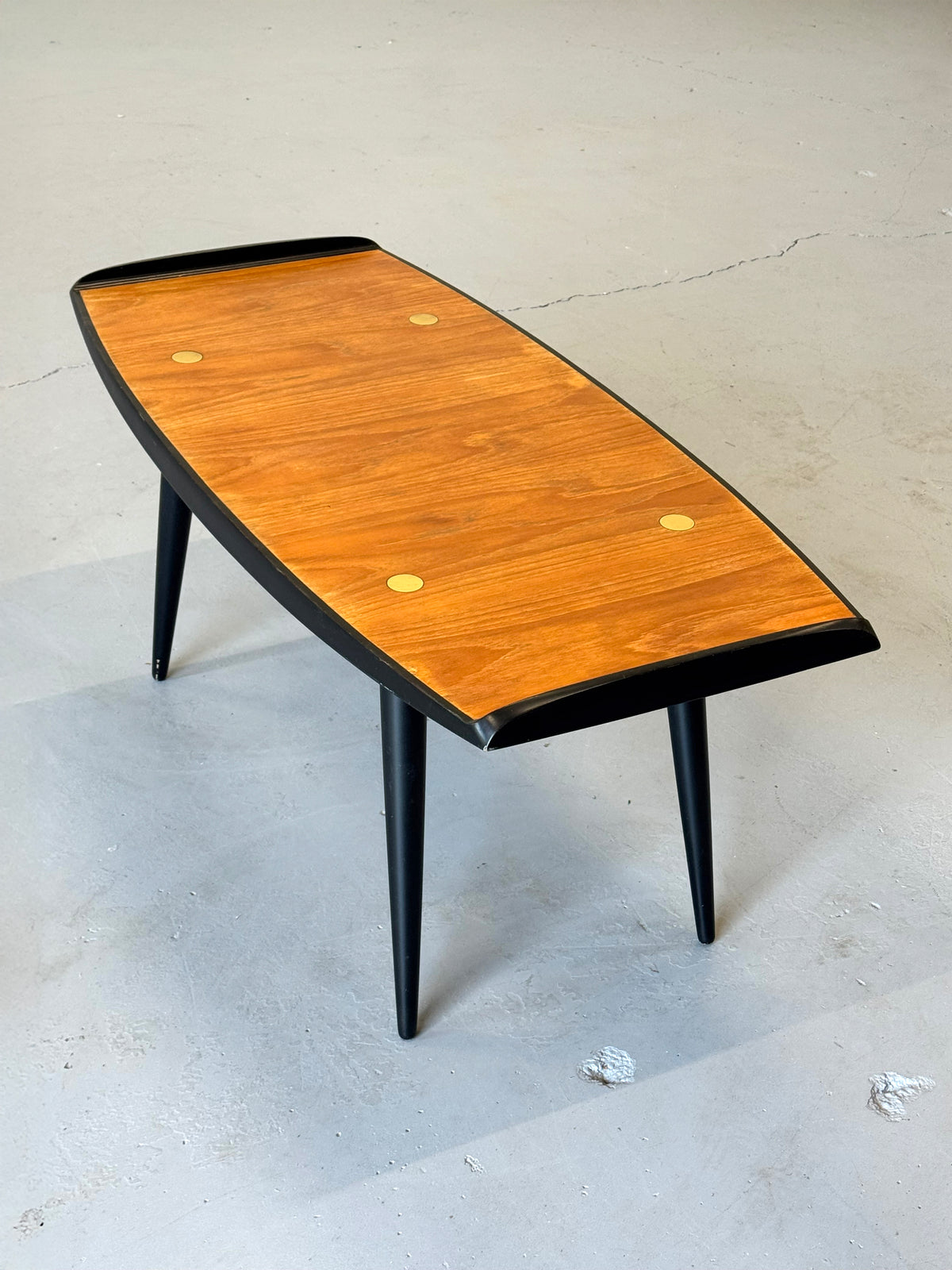 1950s Erik Gustafsson Model 311 Teak and Brass Coffee Table for Treman, Sweden.