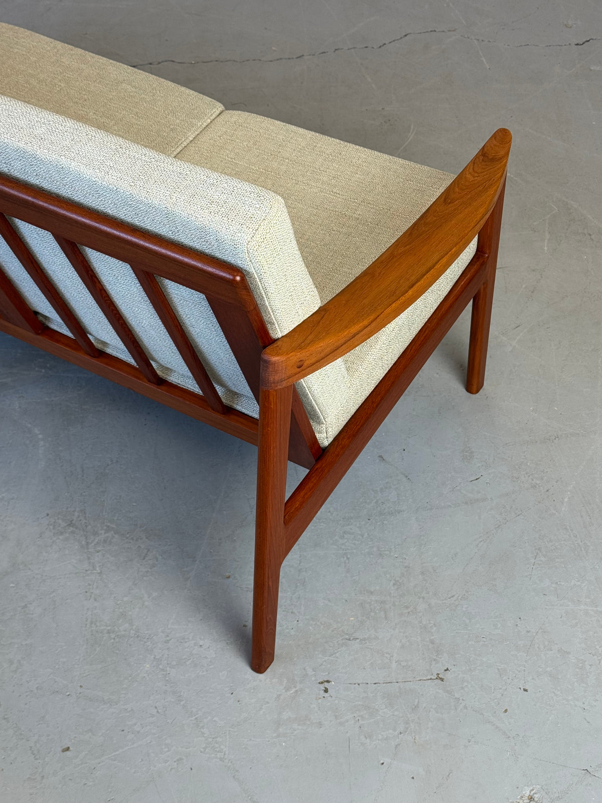 1960s Canadian Solid Teak Open Arm Sofa