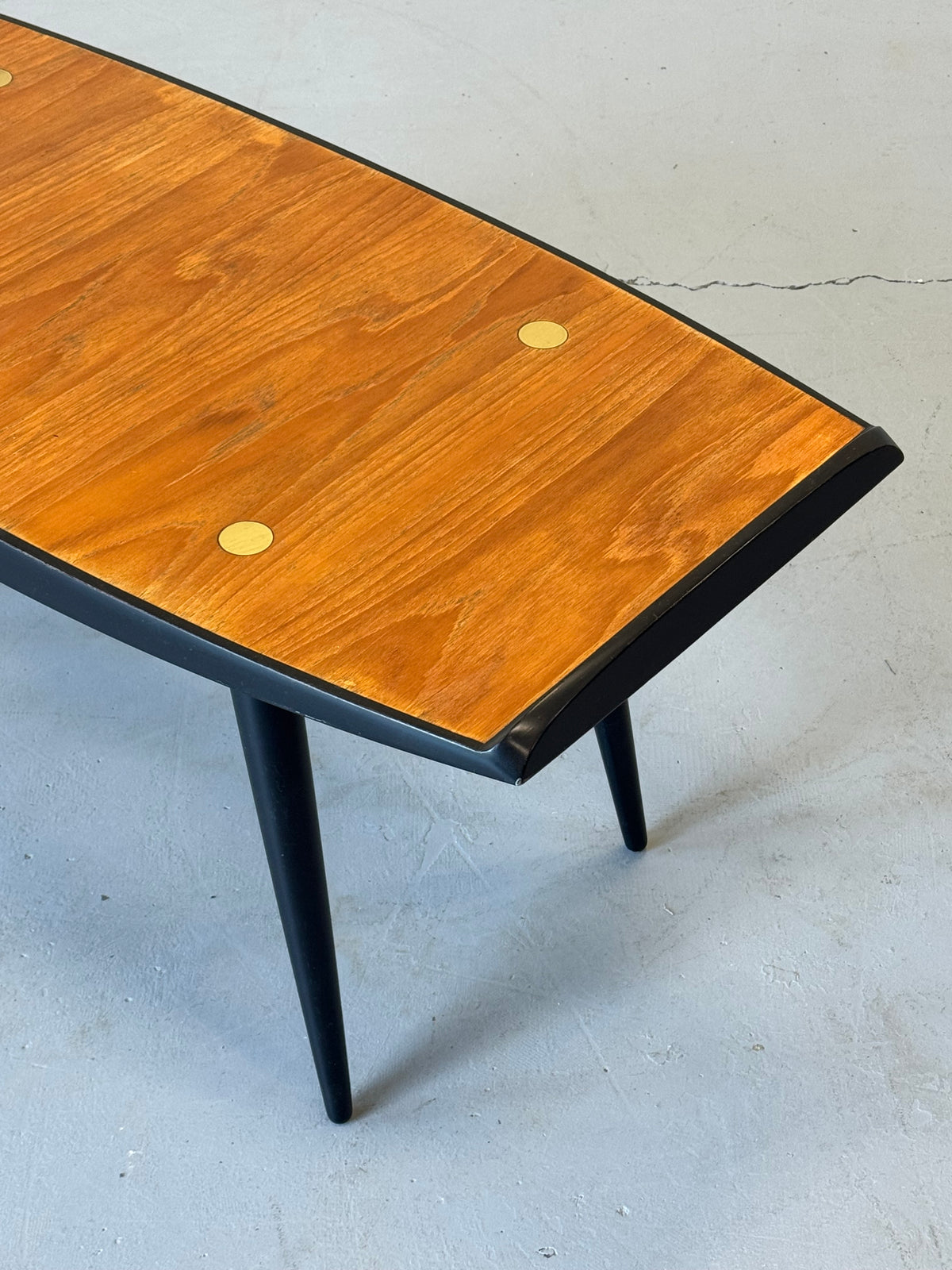 1950s Erik Gustafsson Model 311 Teak and Brass Coffee Table for Treman, Sweden.