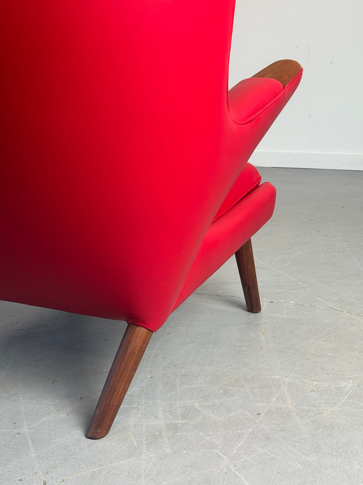 1950s AP19 Papa Bear Lounge Chair by Hans J. Wegner  for A.P. Stolen in Red Leather, Denmark.