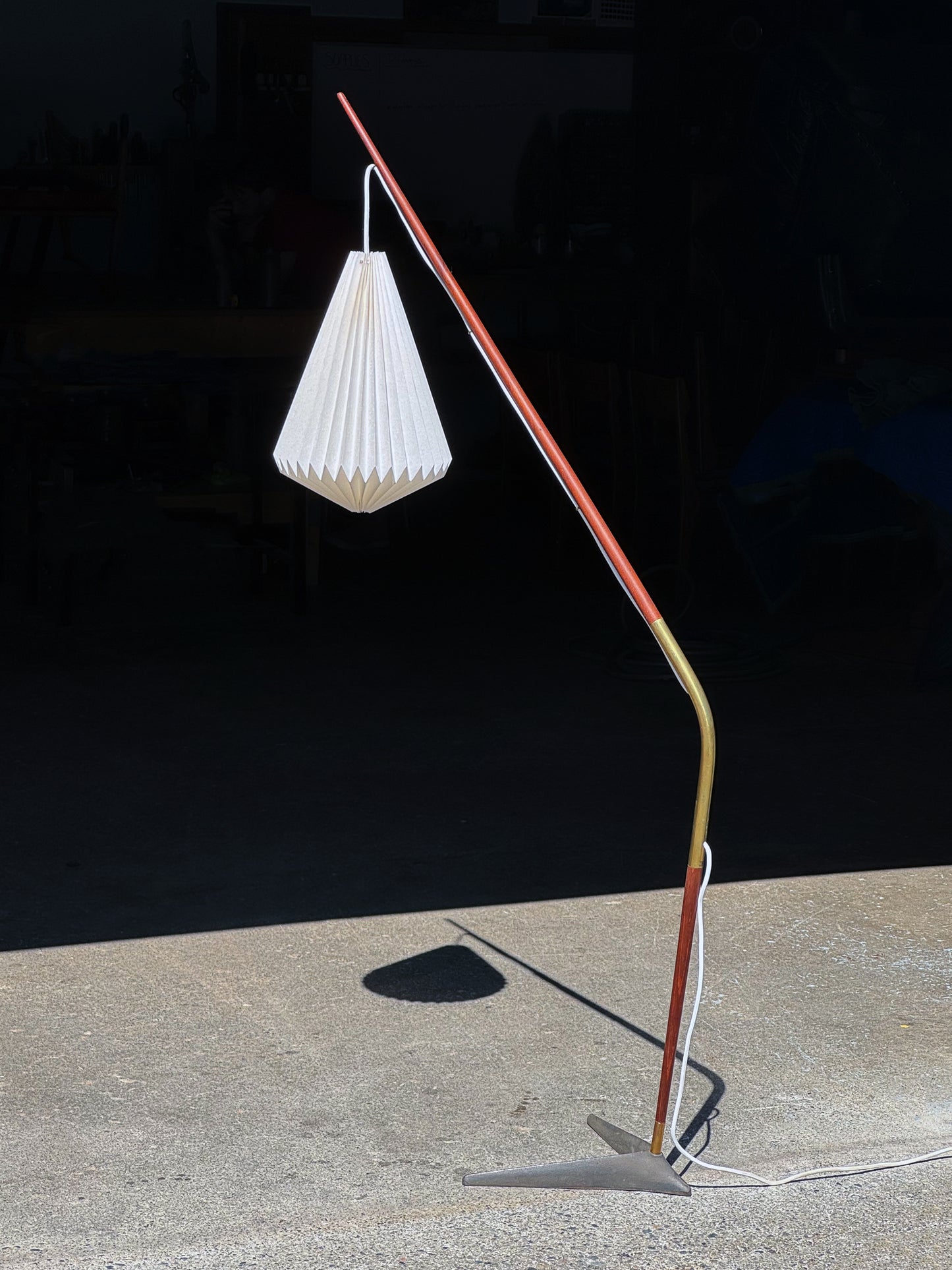 1960s "Fishing Pole" Floor Lamp by Svend Aage Holm-Sørensen in teak and brass