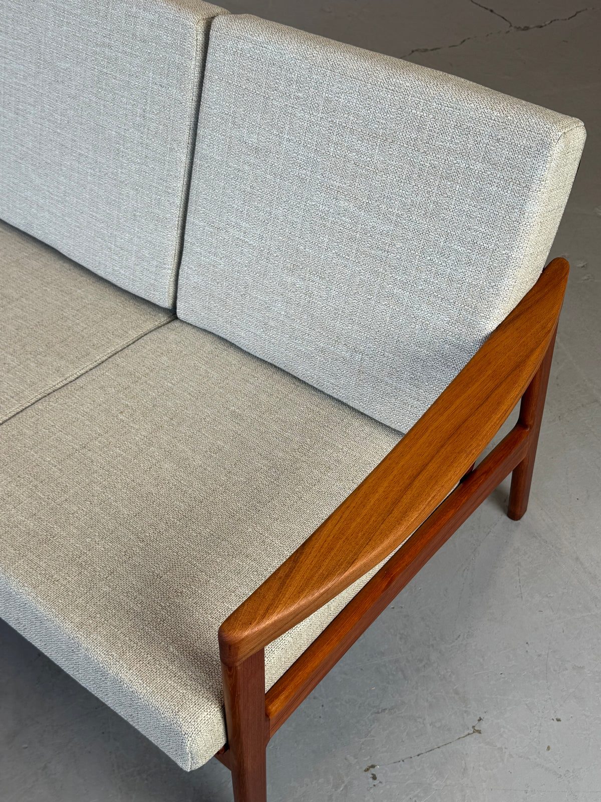 1960s Canadian Solid Teak Open Arm Sofa