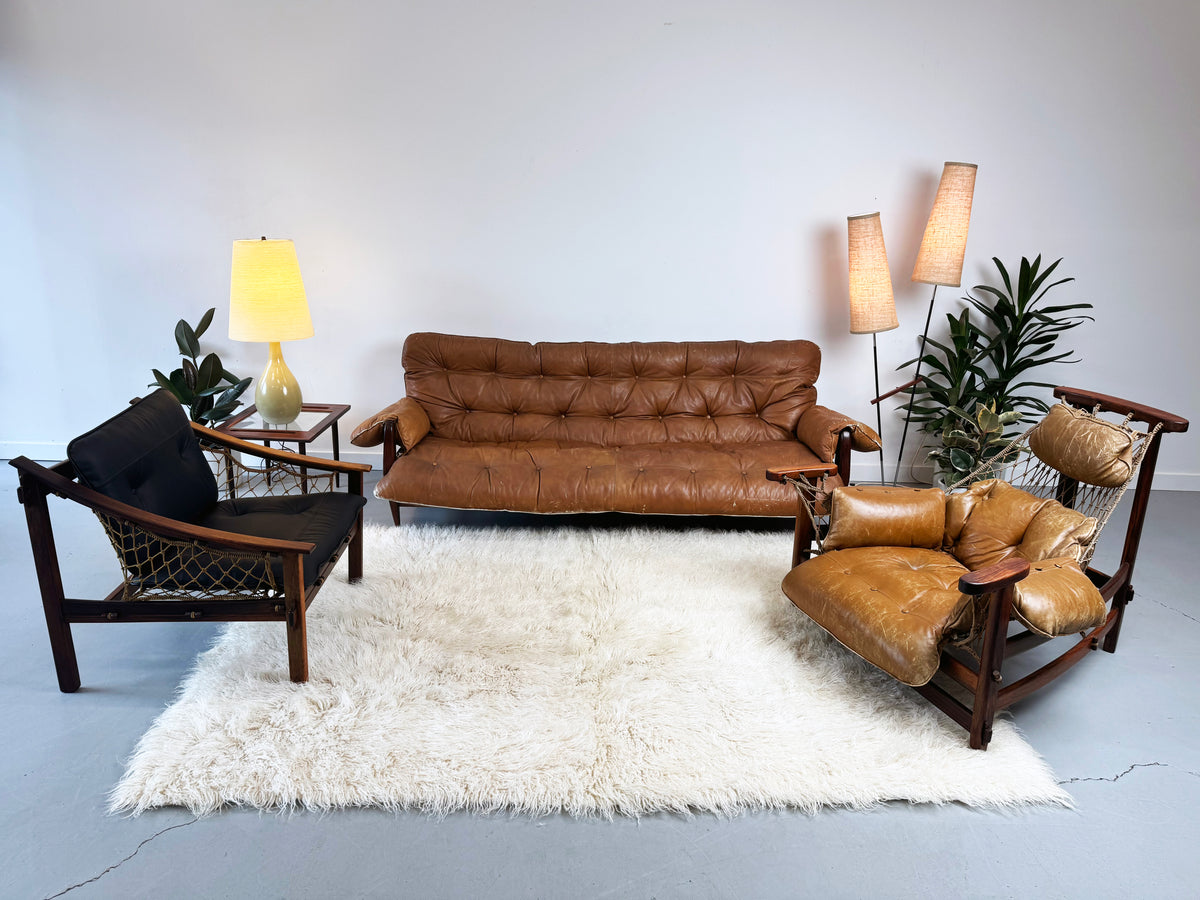 1950s–1960s German Twin-Cone Floor Lamp in Rosewood, steel, Chrome and Textured Fabric.