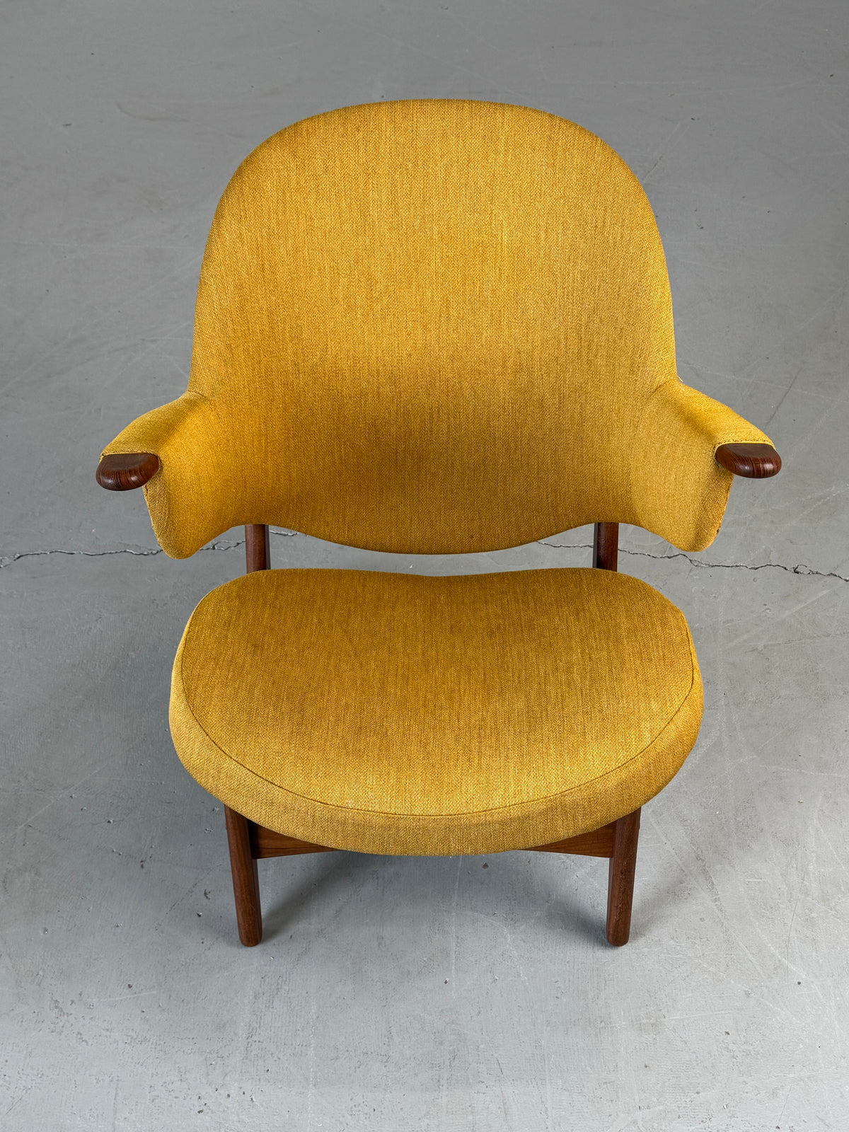 1950s Model 33 Easy Chair by Carl Edward Matthes in teak and original mustard yellow wool.