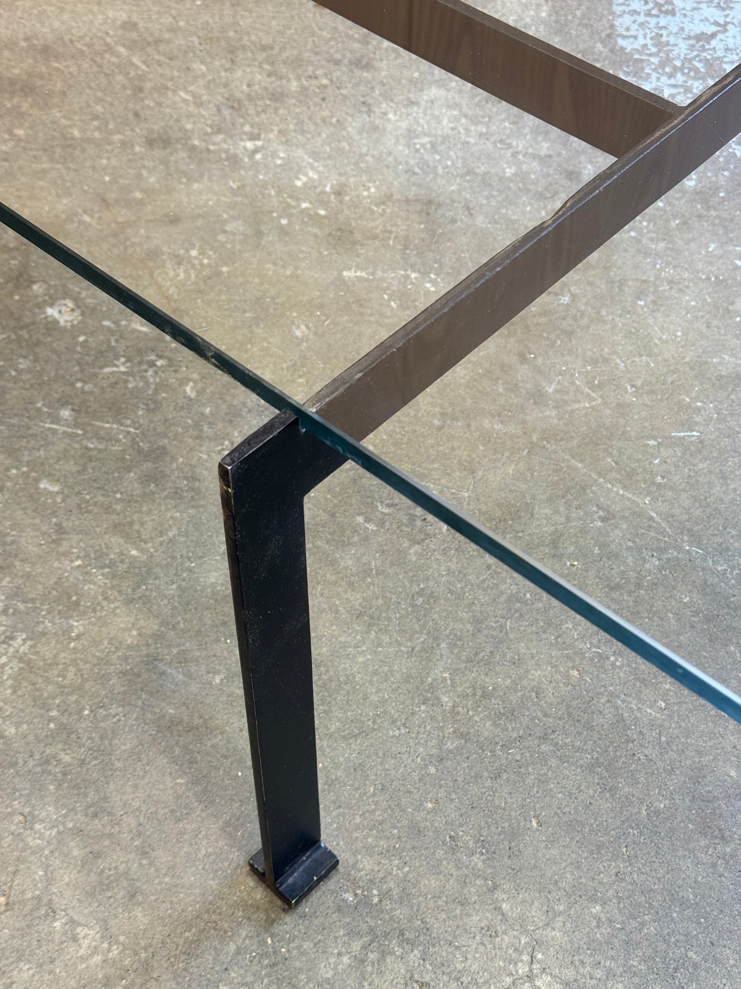 Contemporary PK61 Coffee Table After Poul Kjærholm in glass and steel