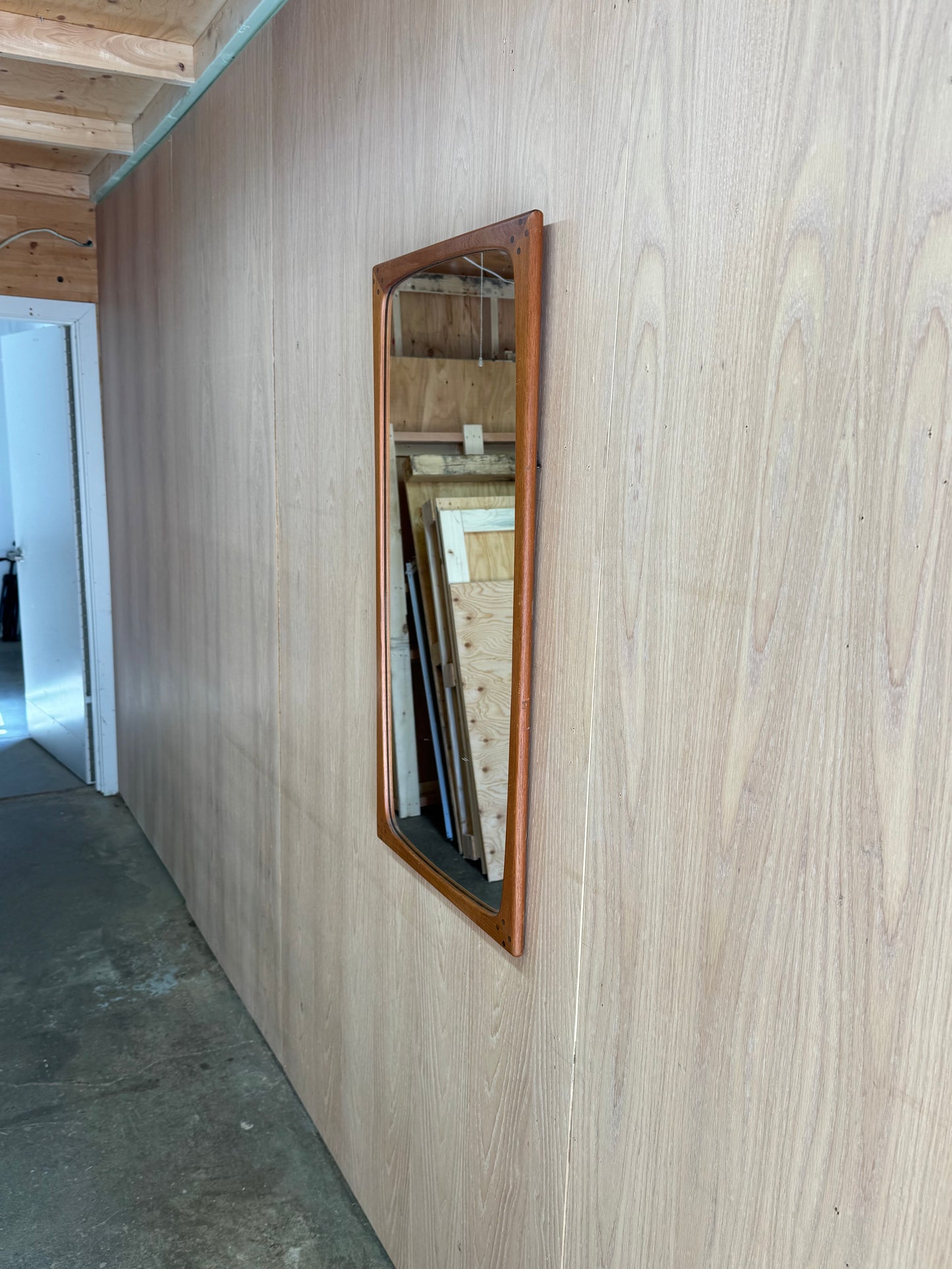 1960s Large Wall Mirror by Aksel Kjersgaard in solid teak