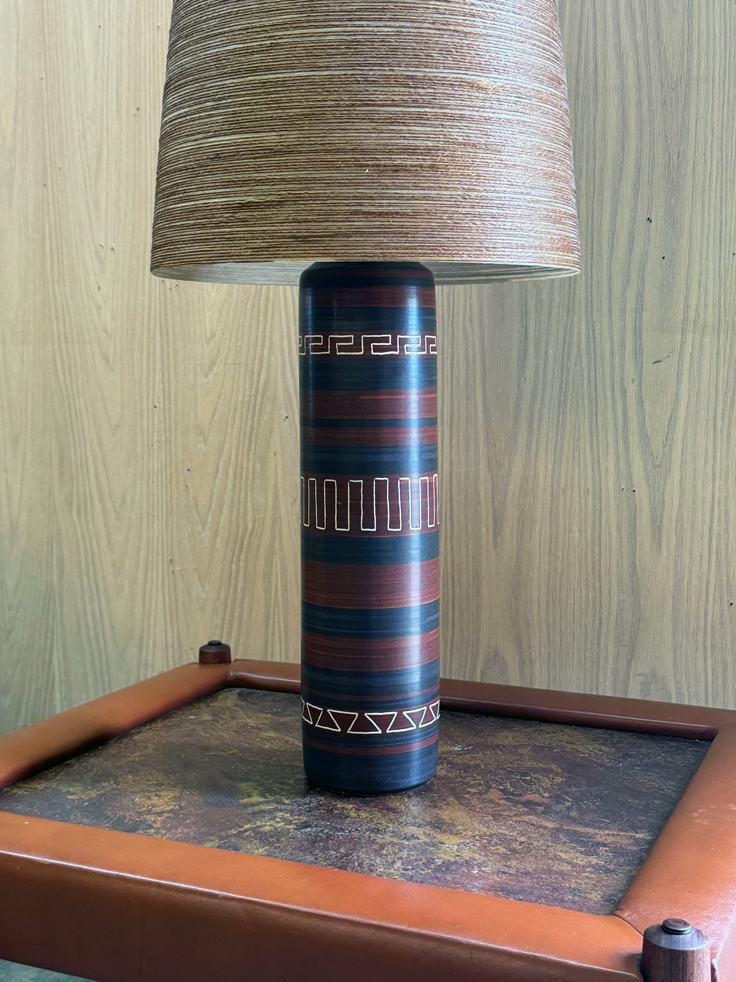 1960s Large Table Lamp by Lotte and Gunnar Bostlund in Hand-painted ceramic