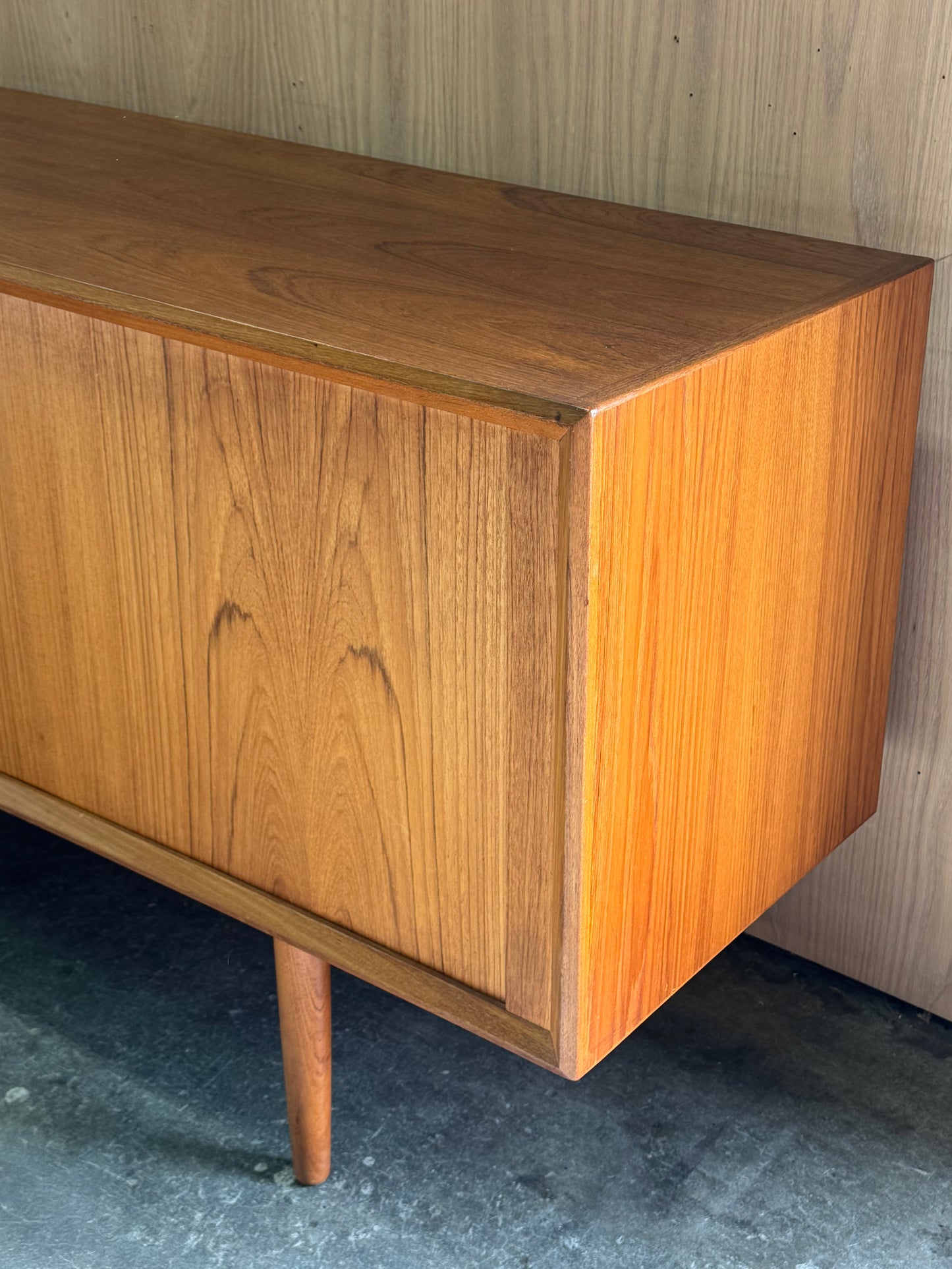 1960s Tambour Door Teak Sideboard by Svend Aage Larsen for Faarup Mobelfabrik