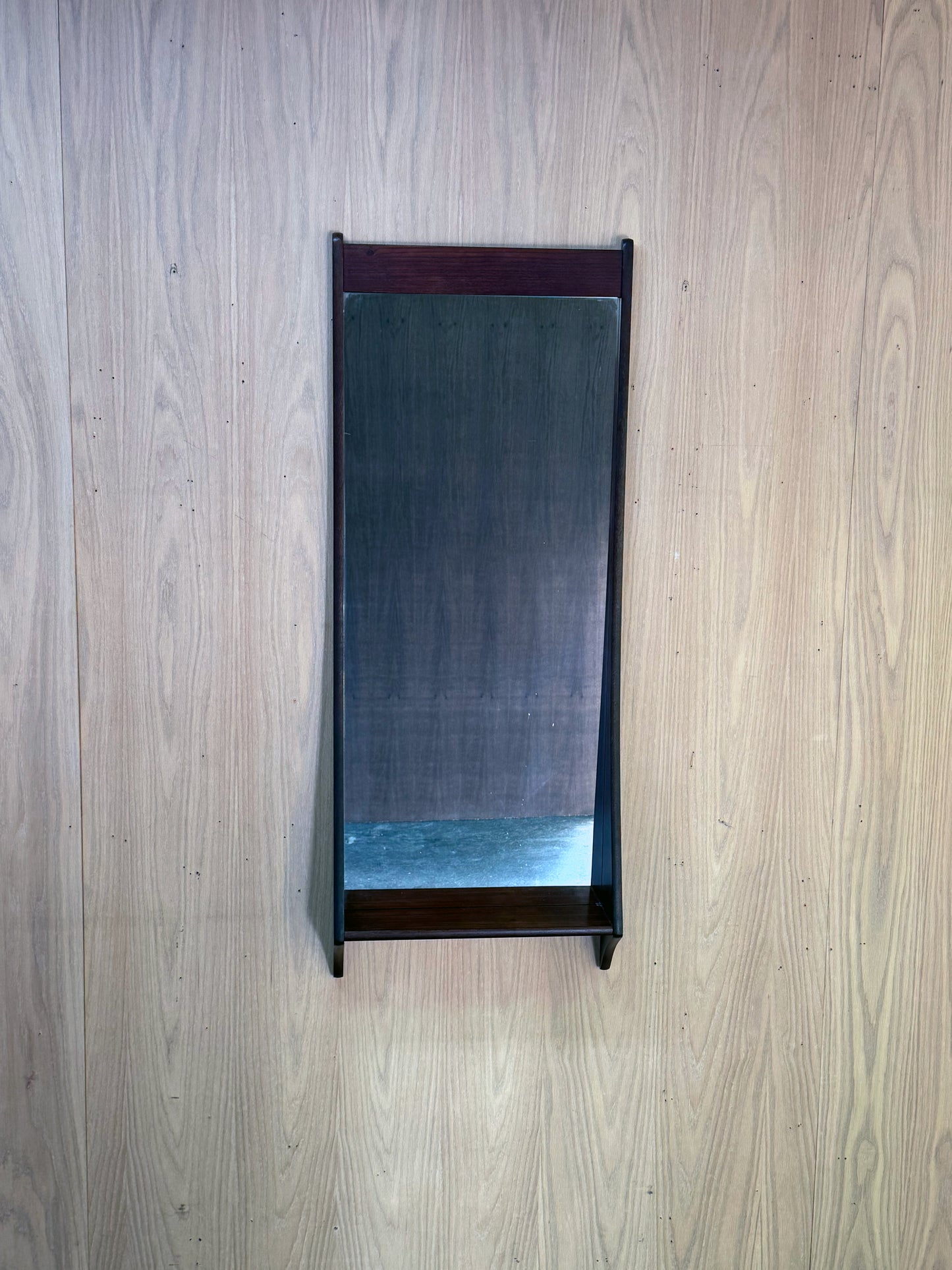1960s Wall Mirror with Shelf by Aage Pedersen and Leif Hansen for Viby J in rosewood