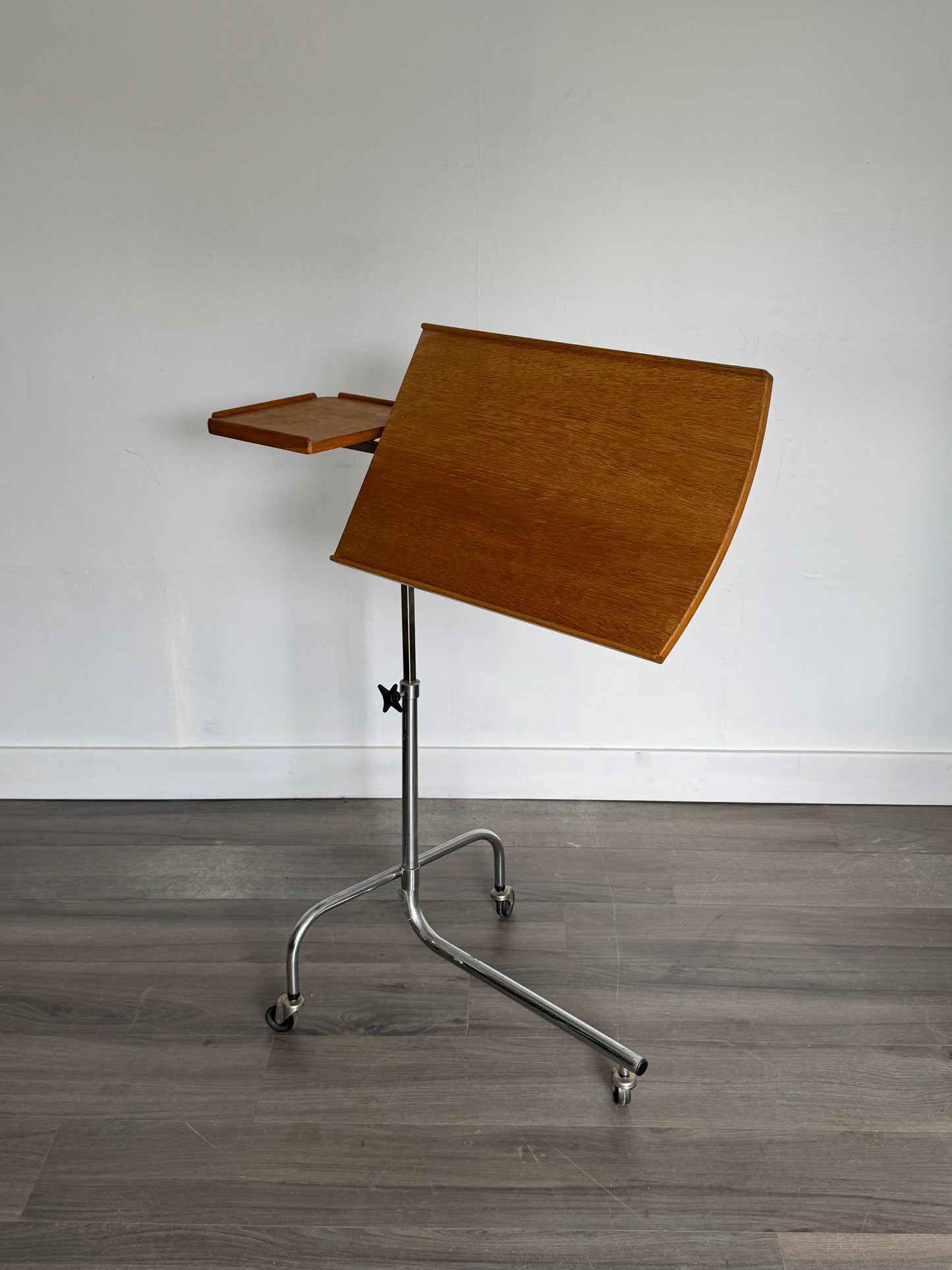 1960s Adjustable Rolling Table by HMN Denmark in teak