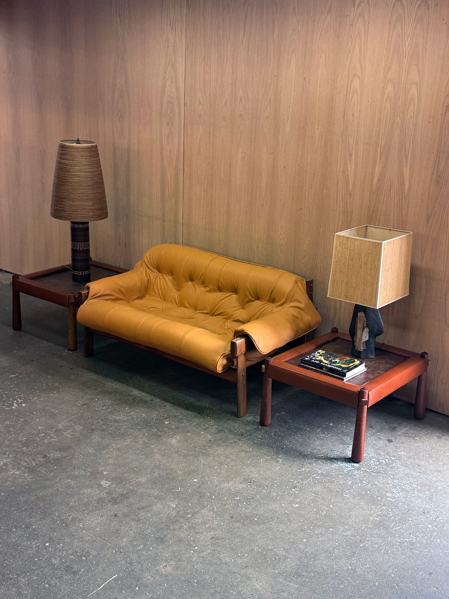 1970s MP81 Side Tables Pair by Percival Lafer in jatoba, formica, and leather