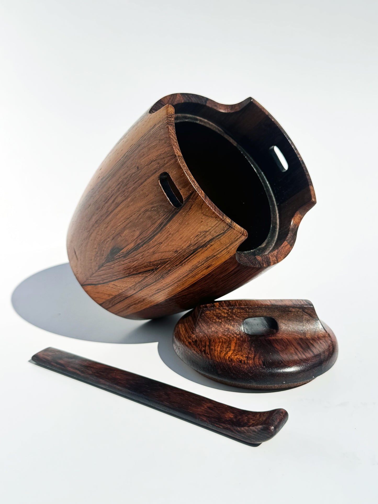 1960s Tobacco Jar by Jean Gillon for Italma Wood Art in solid rosewood