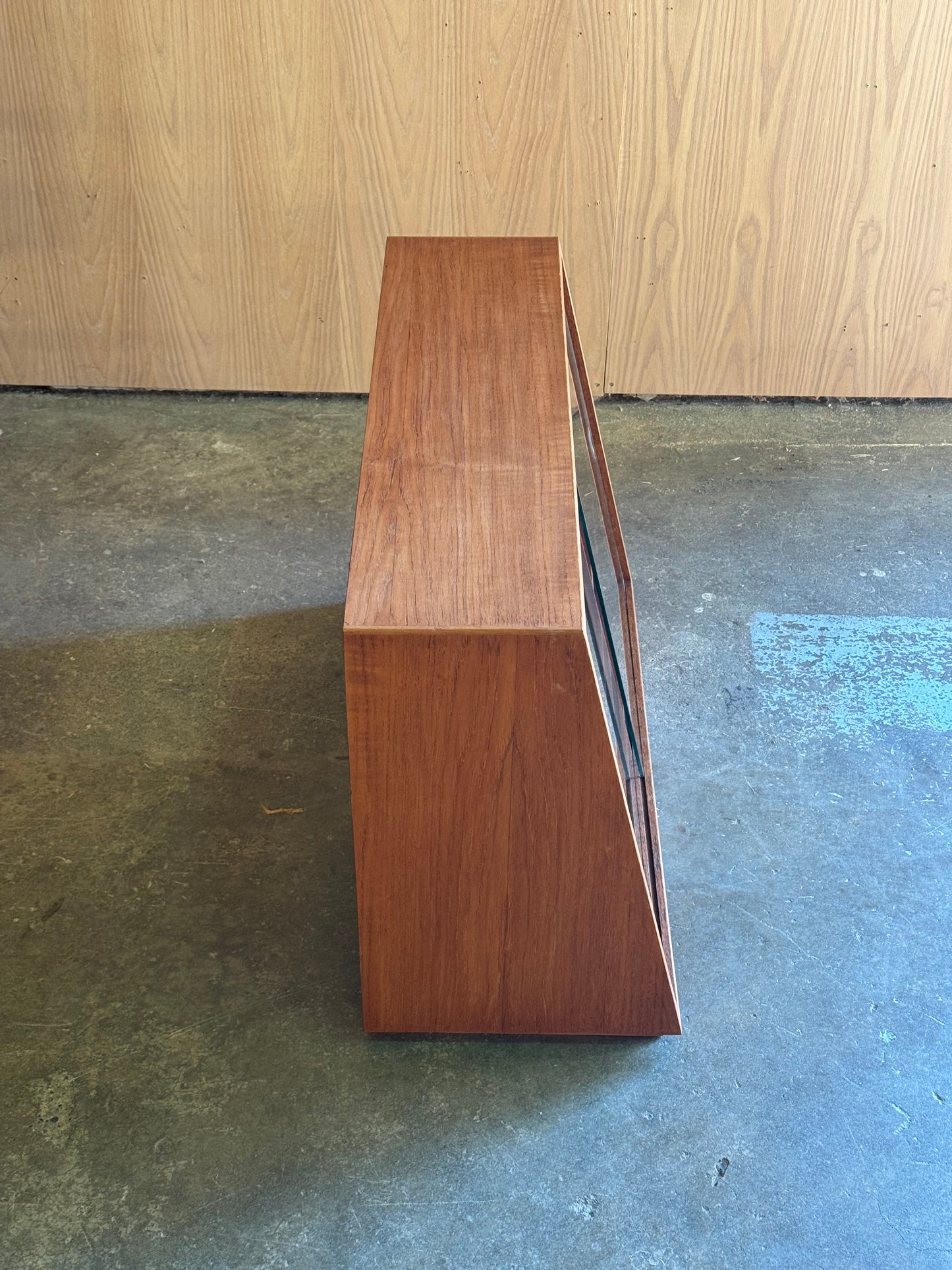 1960s Danish Modern Slanted Display Cabinet in teak