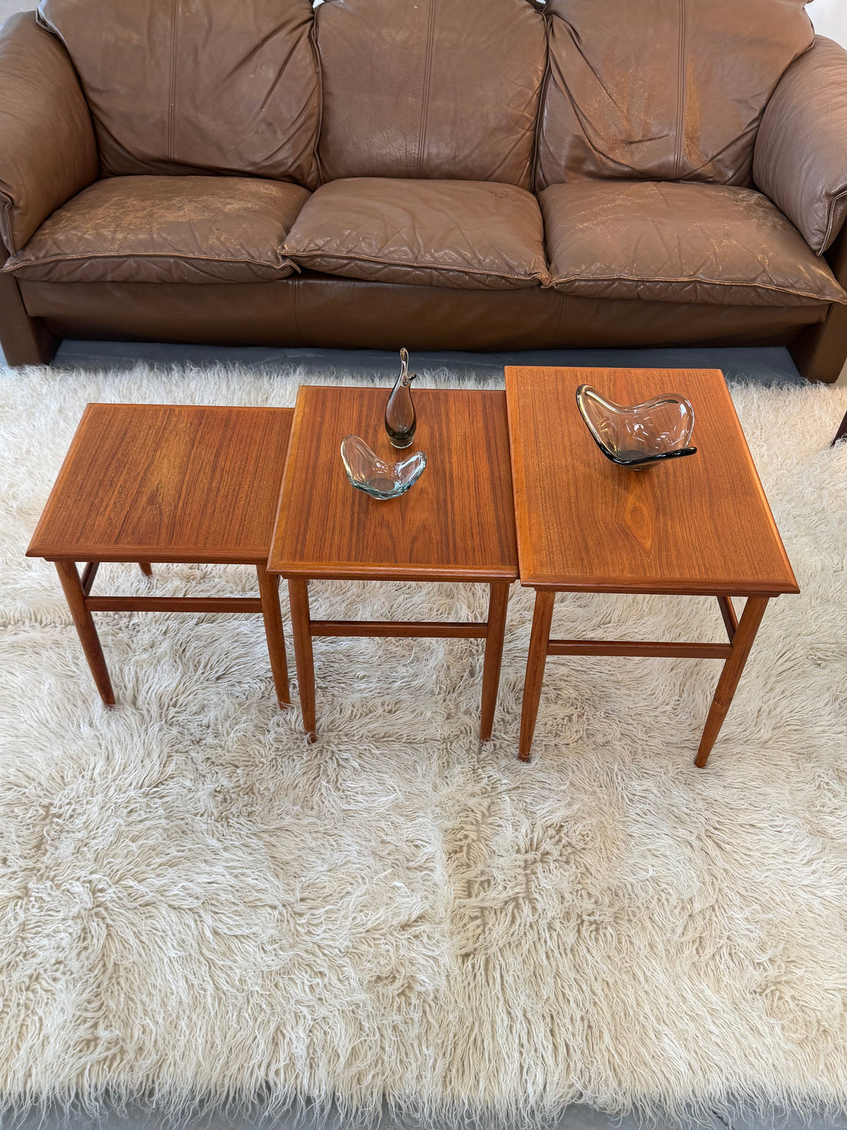 1960s Danish Modern Teak Nesting Tables, Set of Three.