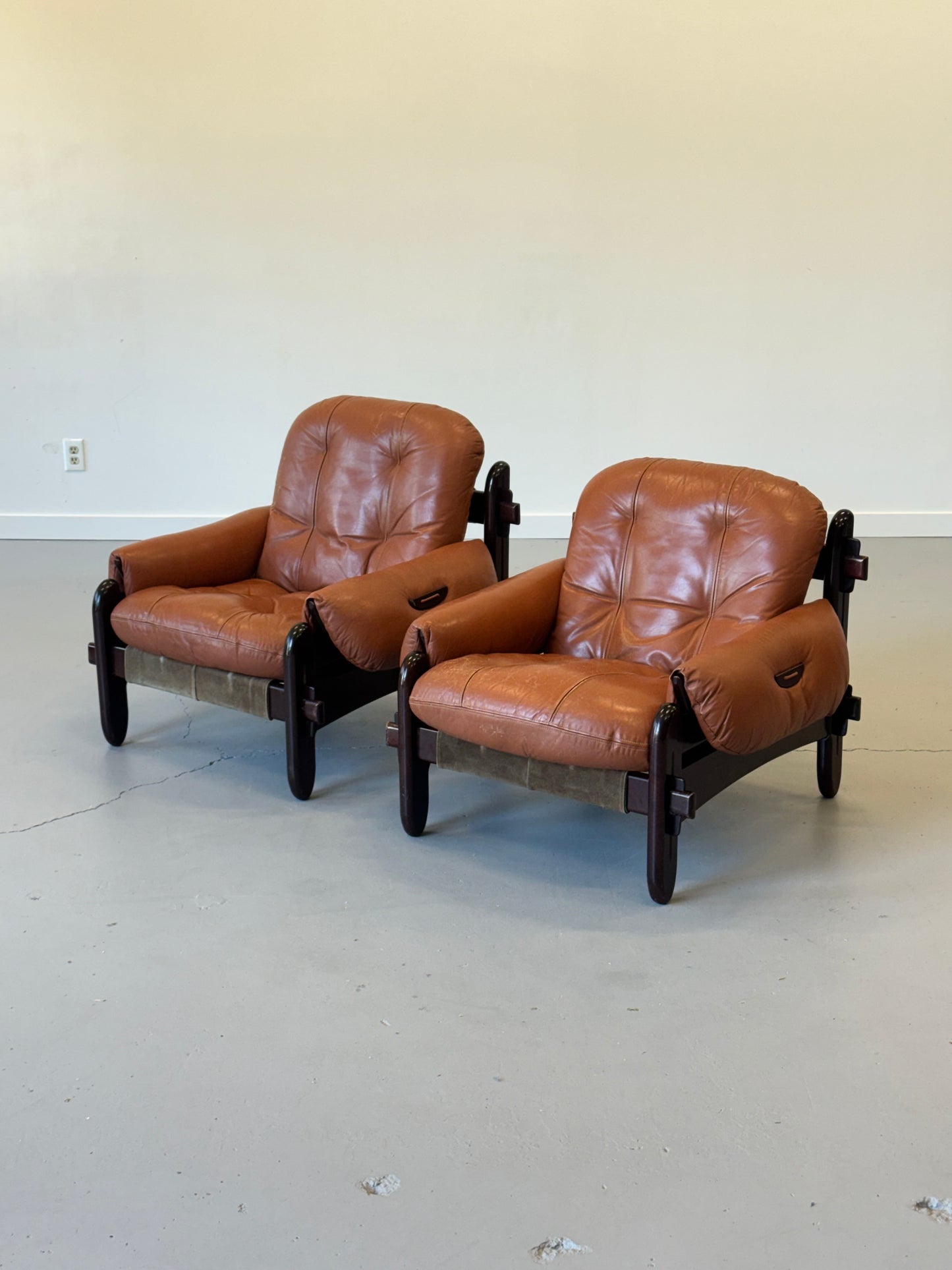 1970s Lounge Chairs by Jean Gillon for Probel, completely original.